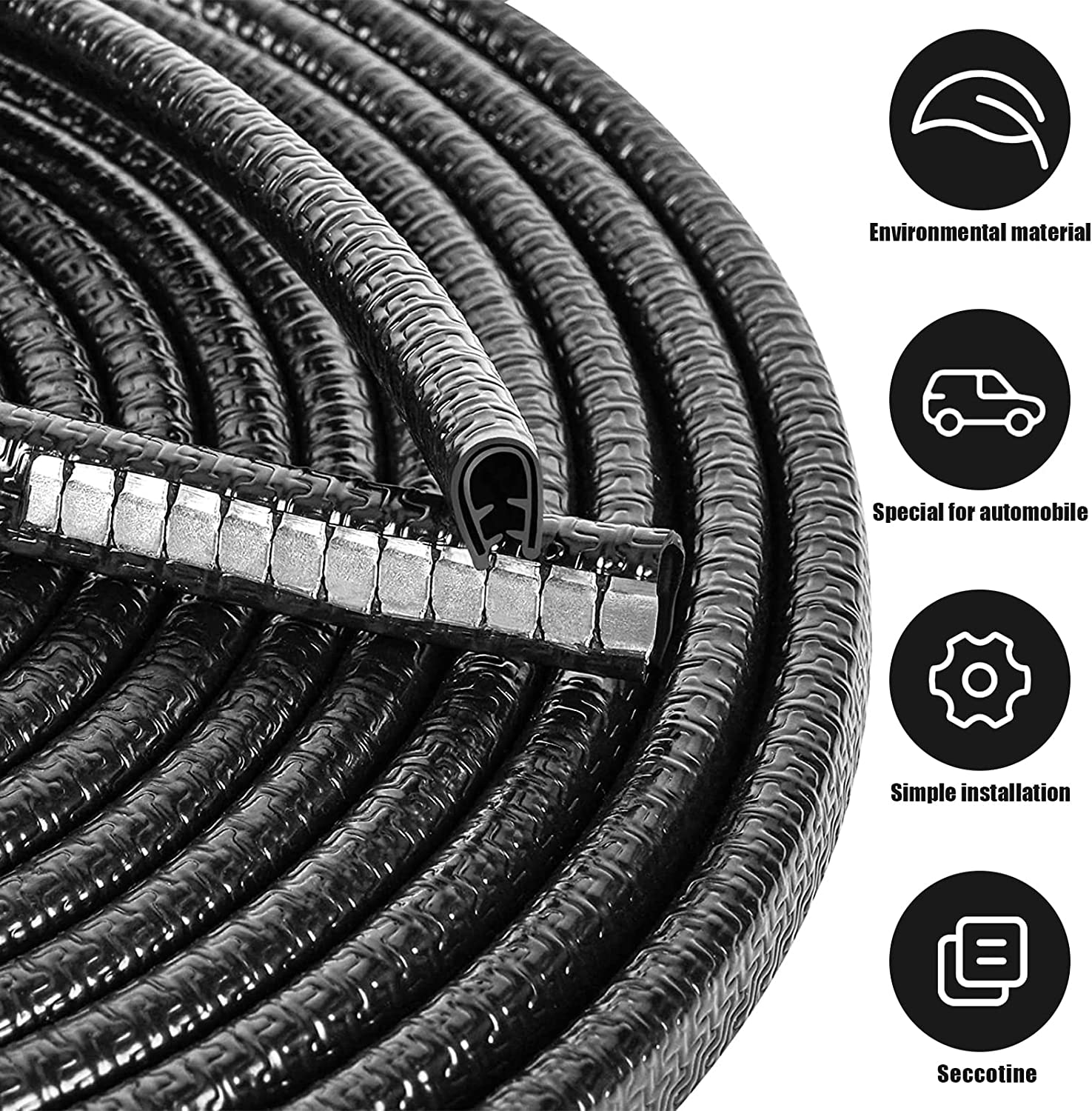 Car Door Edge Guards Strip 33Ft(10M) Universal Rubber U Shape Edge Trim Car Door Edge Protection Seal Lining No Glue, Car Door Edge Protector Anti-Collision for Sedan, Trucks, SUV, ATV, Boats image number 5