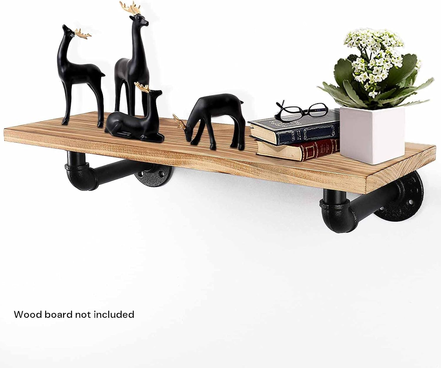 4PCS Pipe Floating Shelf Bracket Industrial Pipe Shelf Bracket Mounting Bracket Storage Racks Decor