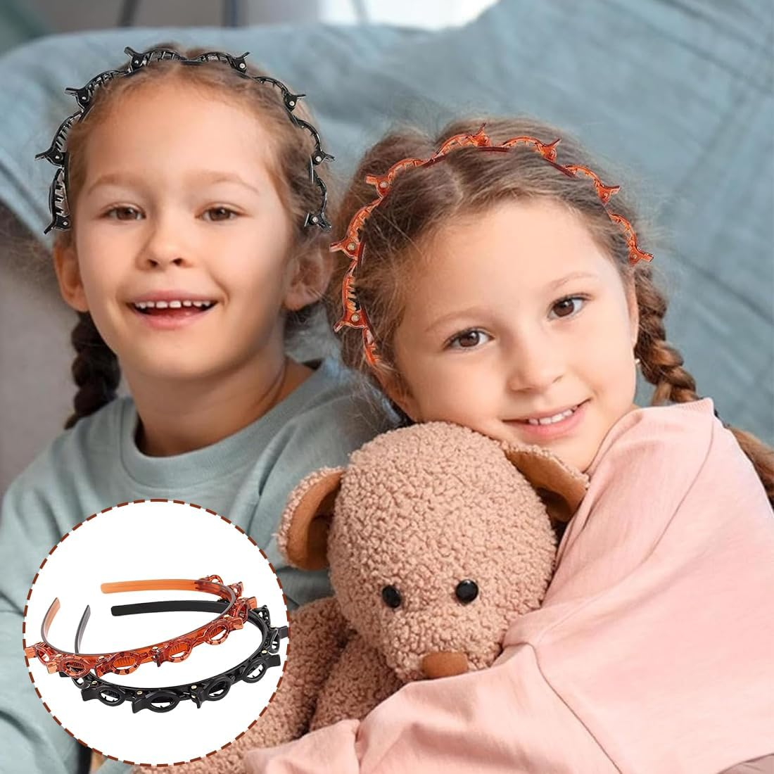 OUDQFCJ 2 Pieces Headband with Clips, 2 Black Hair Pins Braided Hair Clips, Braided Headbands, Hairstyle Hairpin Hairstyle Aid, Hairpins Hairdressing Supplies image number 3