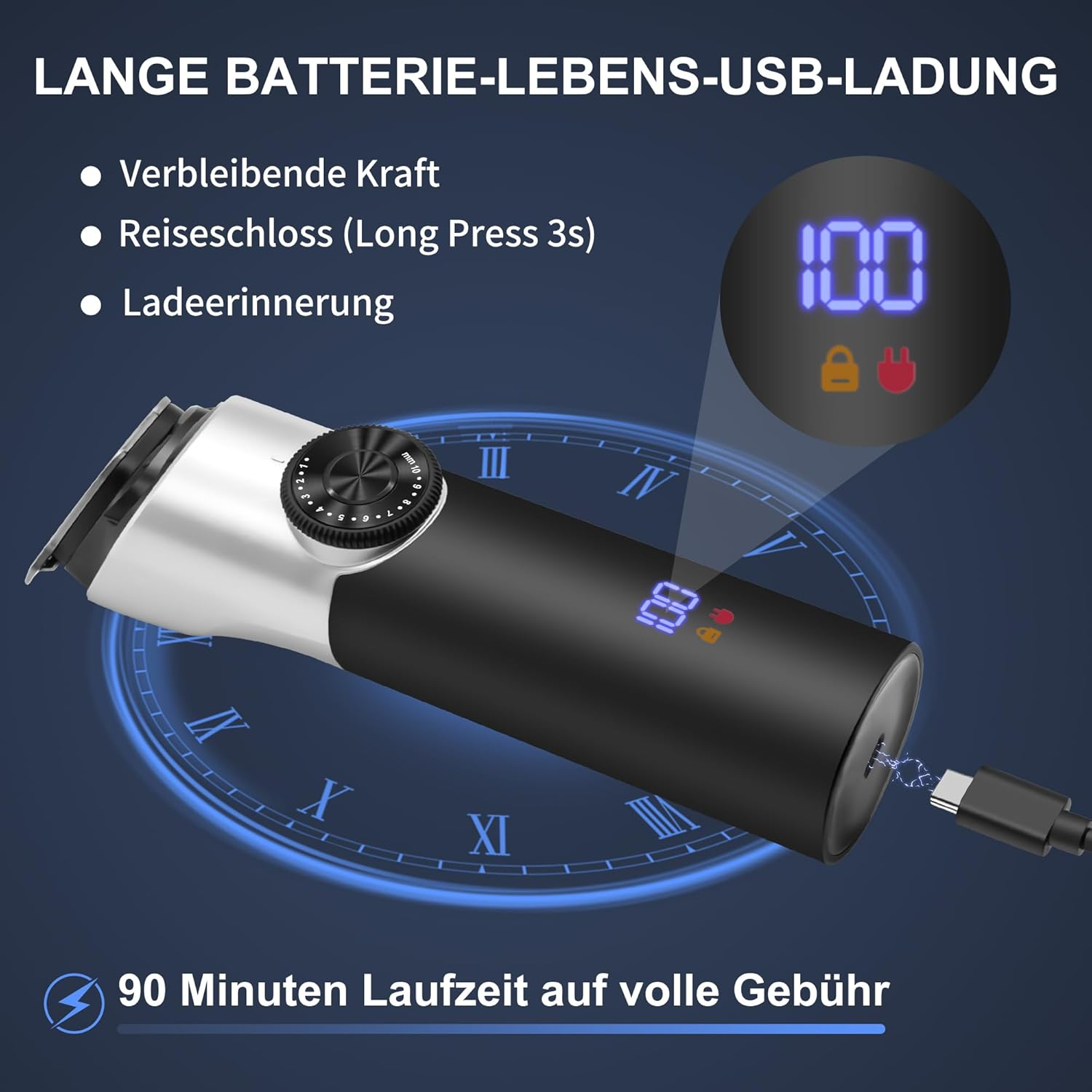 5-In-1 Hair Trimmer Set, Men'S Beard Trimmer, T Blade Zero Gapped Trimmer, Hair Clippers with LED Display, Electric Hair Trimmer for Men with 3 Guide Combs image number 4