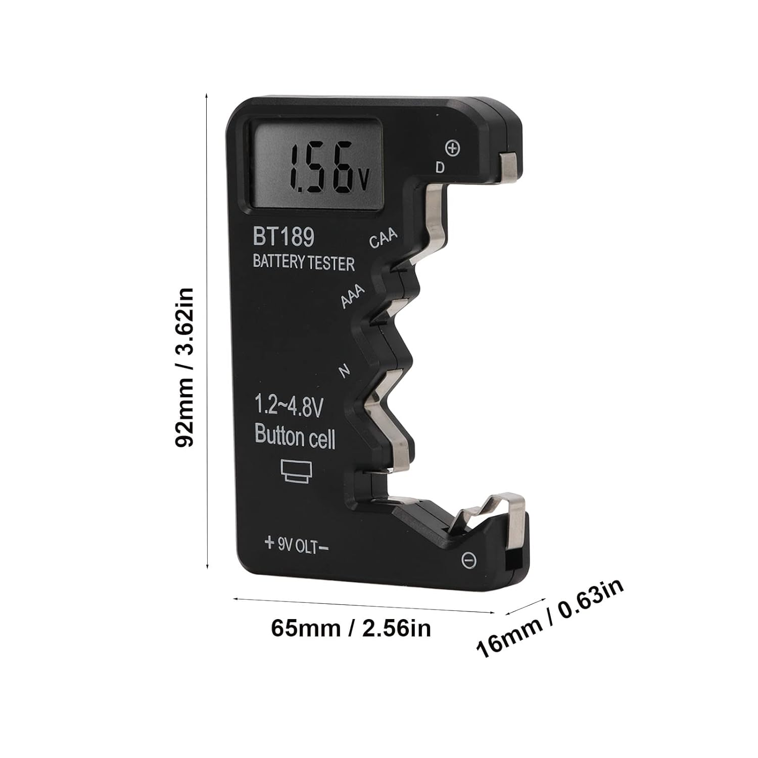 Nunz Battery Tester, High Accuracy LCD Display, Durable, Portable, Compatible with C AA AAA DN 6F22 Batteries image number 1