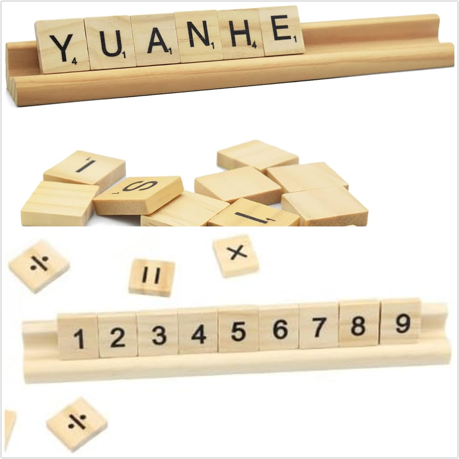 Natural Wood Domino Holder Stand Display Base Mahjong Rack Tray Simple, Stylish, and Versatile Entertainment Solution, Ideal for Scrabble Tiles, Rummikub, and Domino Games (8-Pack) image number 5