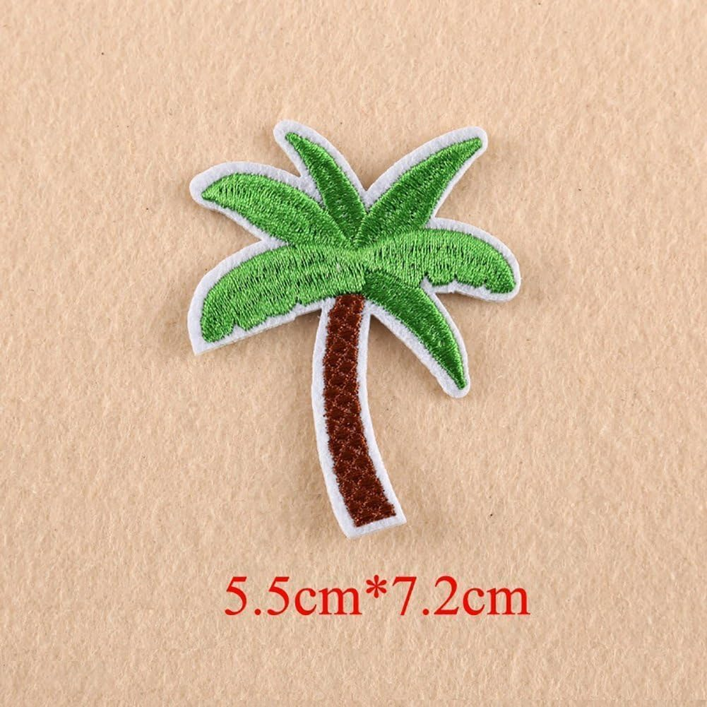 5Pcs Green Applique Art Crafts for DIY Clothing Accessories,Coconut Palm Tree Embroidered Patch Iron on Patch DIY Sewing Applique Trim and Embellishments Applique Patches, Appliques