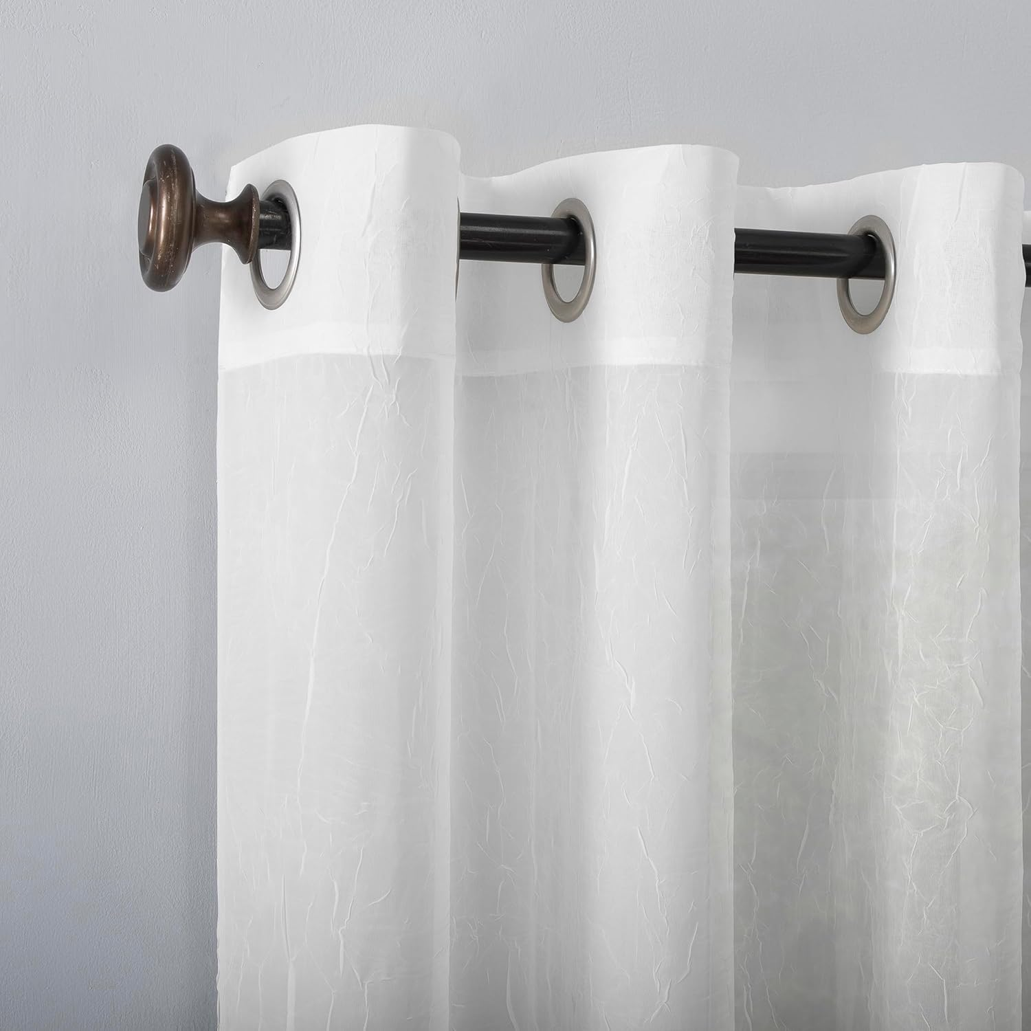 No. 918 Erica Crushed Sheer Voile Grommet Curtain Panel, 95.00" X 51.00", White image number 2