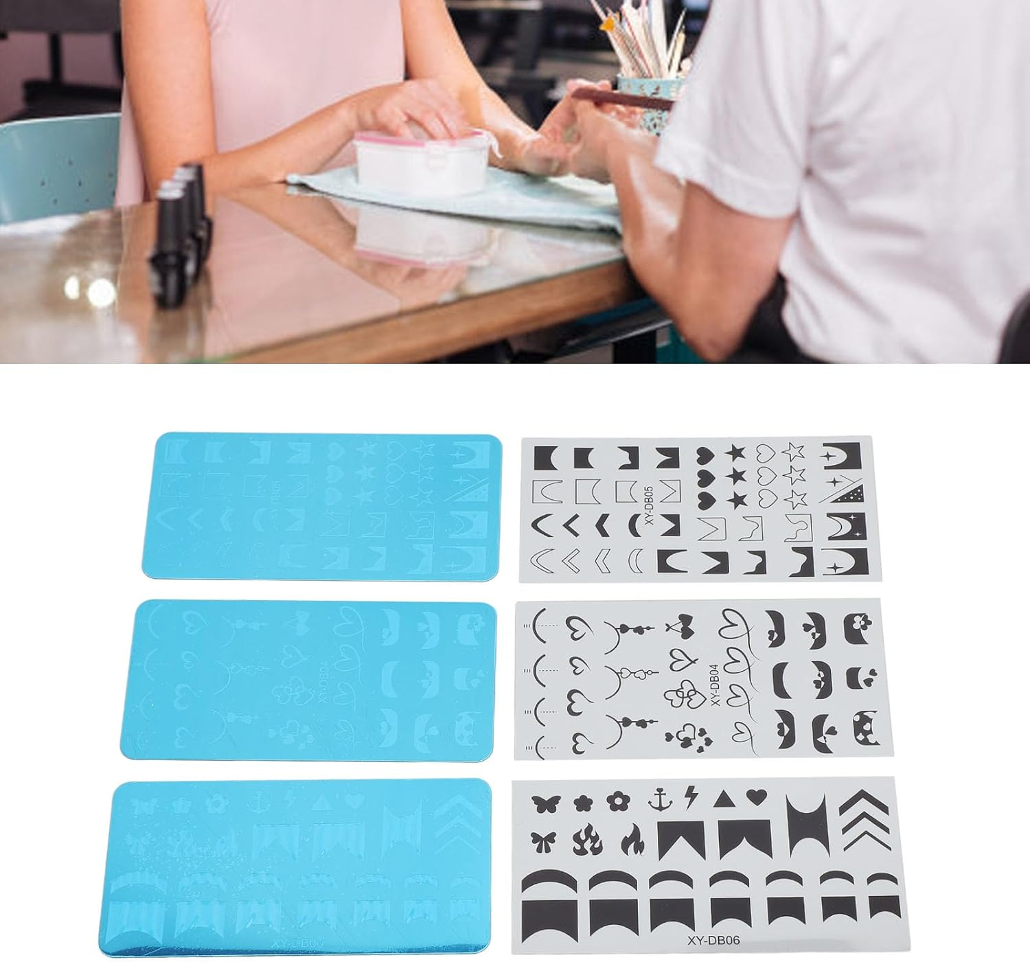 Nail Art Stamping Plates Steel Protective Blue Film Different Patterns Kit for Nail Design Enthusiasts image number 2