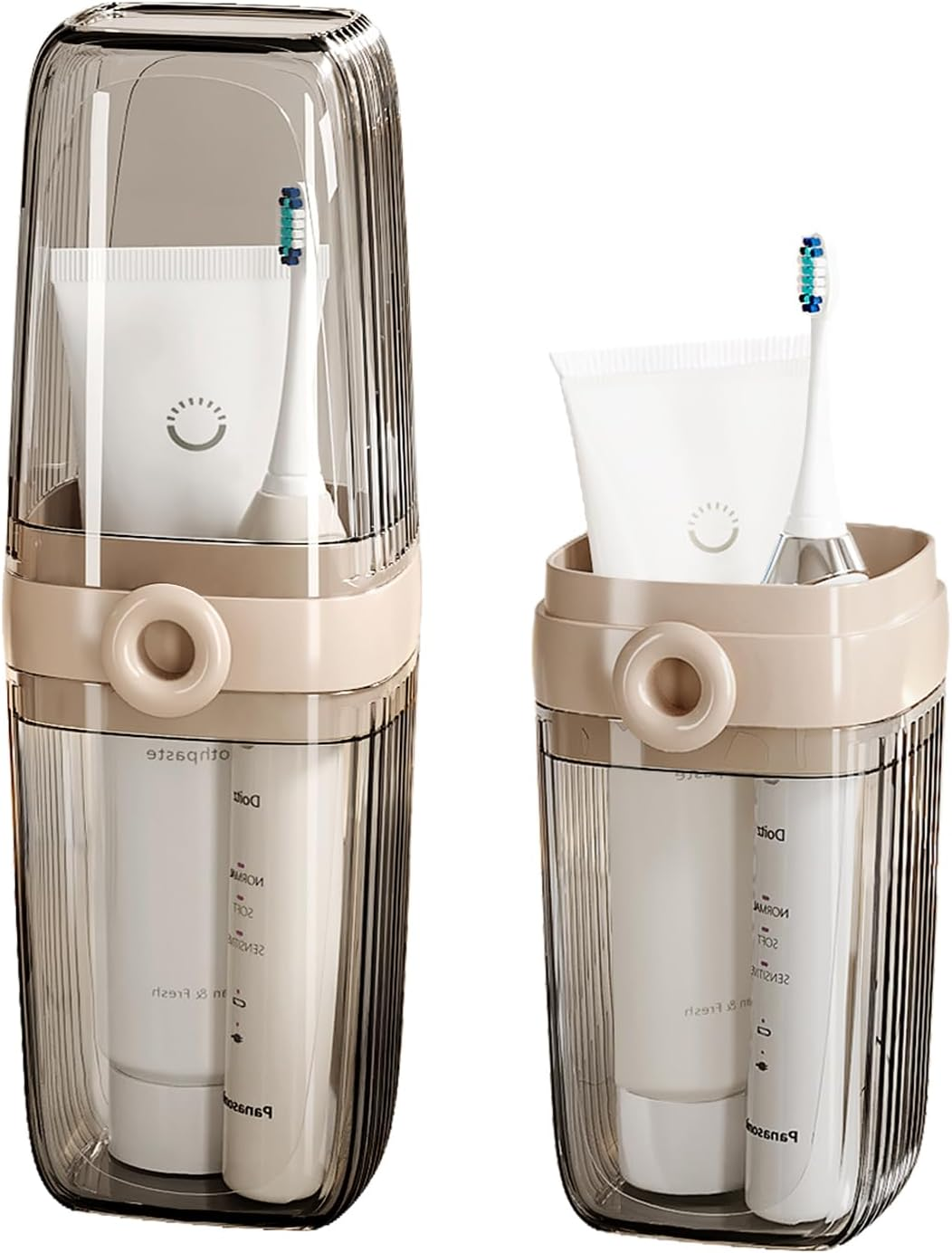 Toothbrush Travel Case, 2 in 1 Toothbrush Holder and Rinse Cup, Large Capacity Toothbrush Cup with Cover, Portable Travel Toothbrush Holder for Traveling, Camping, Trip - 1Pcs - Clear image number 3