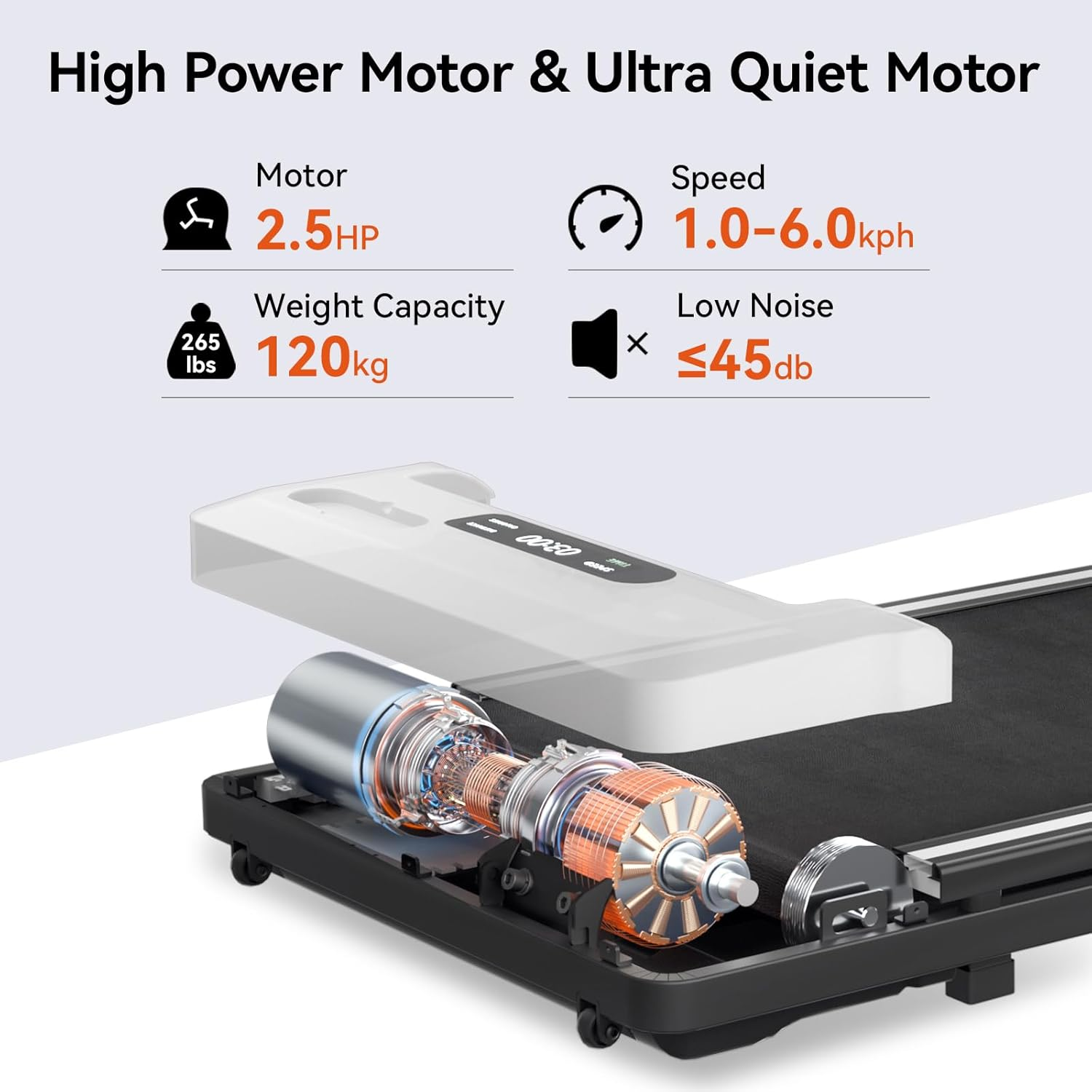 AIRHOT Walking Pad Treadmill, 2 in 1 for Walking and Jogging, Portable under Desk Tradmill with Remote Control Lanyard & Incline for Home/Office, 2.5HP Low-Noise Desk Treadmil in LED Display