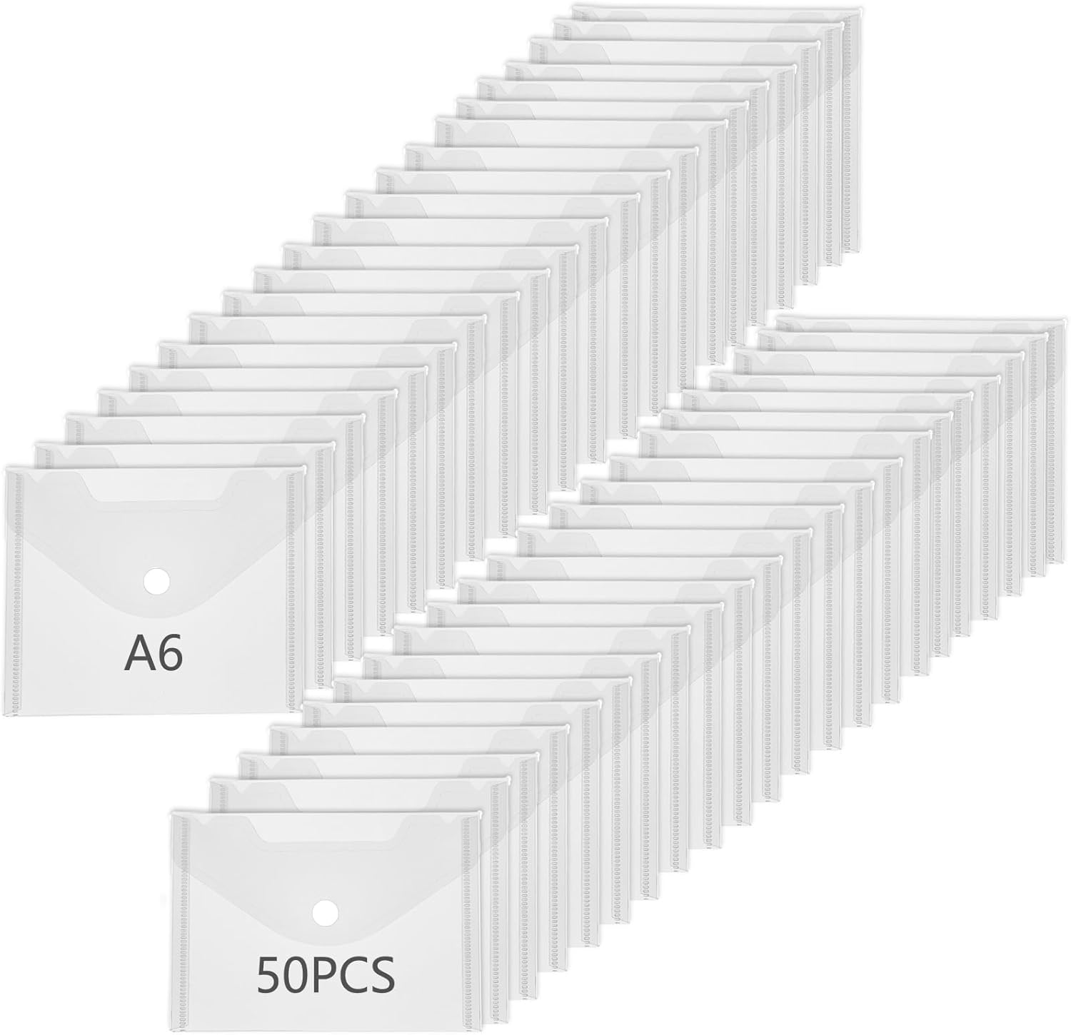 SHUESS 50 Pcs Plastic Wallets A6 - A6 Envelopes - Small Plastic Wallets - Clear Folders for Paperwork for Home, Office, School image number 6