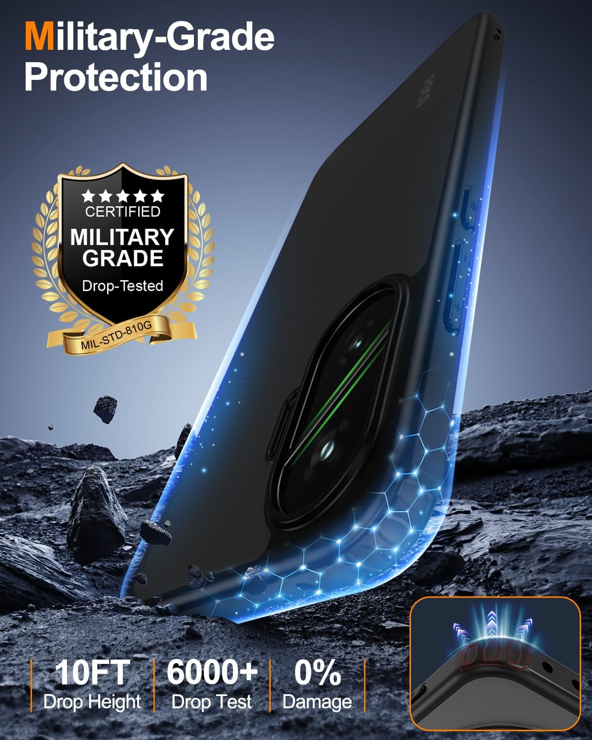 Case for Xiaomi Poco F7 - [Matte Translucent] [Military Standard Protection] [Ultra Slim Hybrid Design] Shockproof Case (Black) - Black image number 3