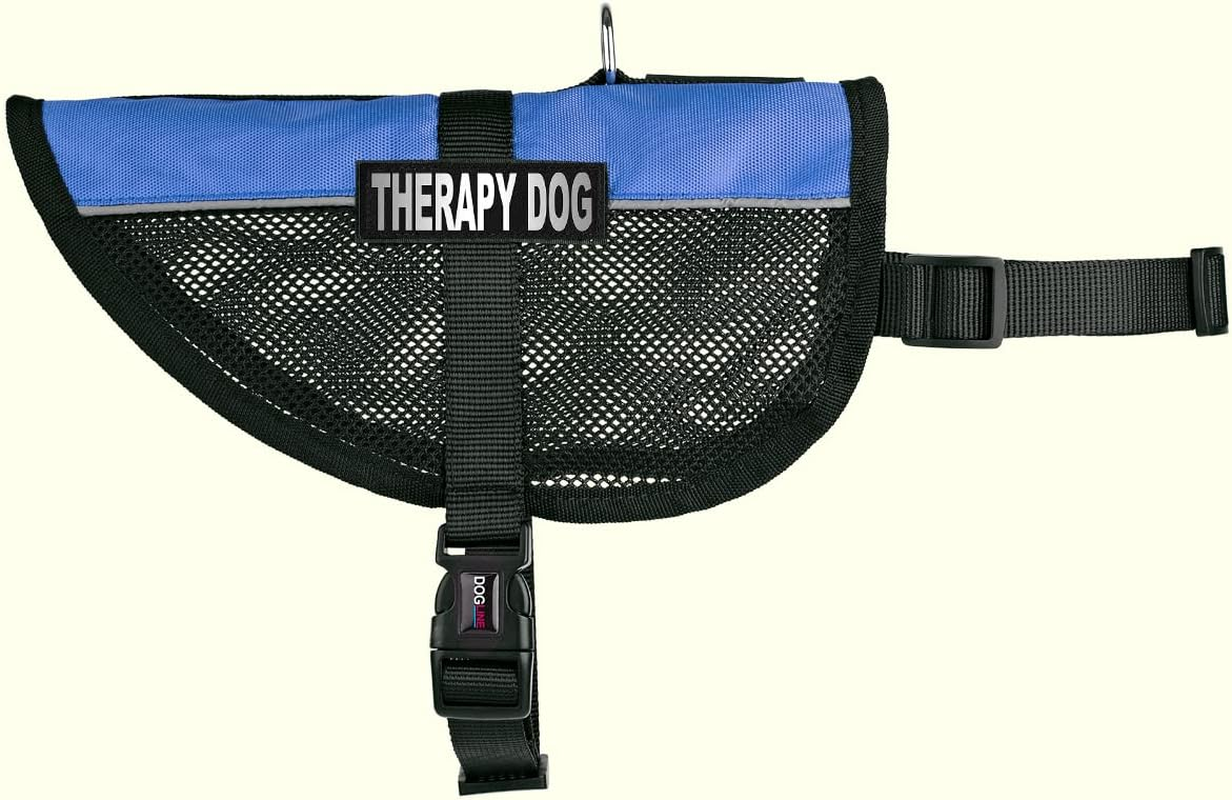 Dogline Maxaire Multi-Purpose Mesh Vest for Dogs and 2 Removable Therapy Dog Patches, Small, Blue image number 3