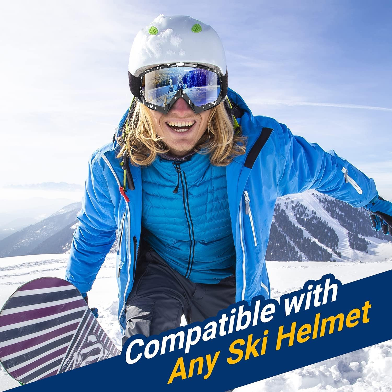 ZANZER Adult Ski Goggles, 2-Pack Snowboard Goggles for Youth, Teens, Men & Women, Wide View Snowmobile Goggles image number 2