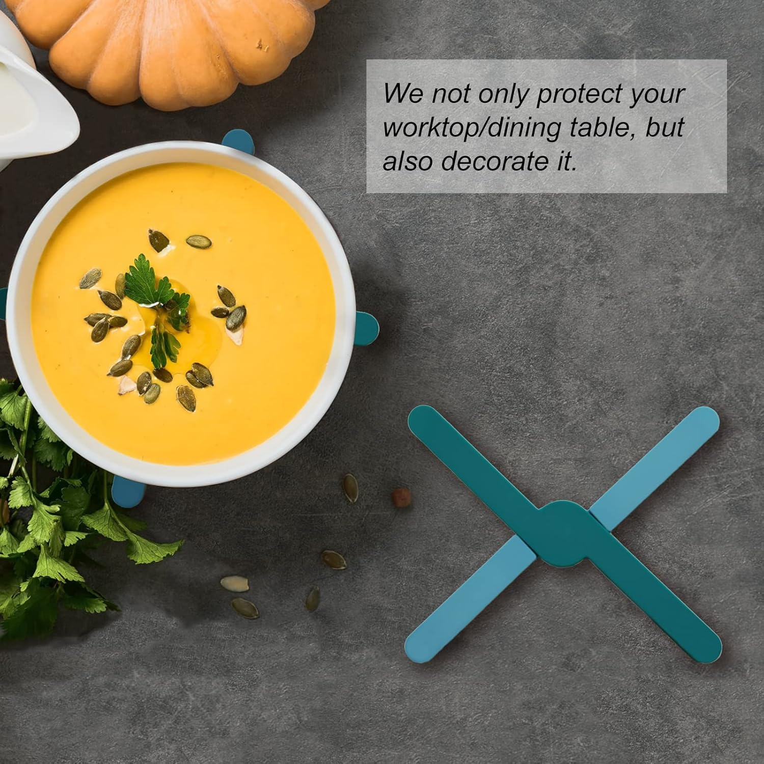 Ben & Bel Stylish X-Shaped Foldable Silicone Trivets Set of 2, Non-Slip Worktop Protector Heat Resistant for Hot Pans/Dishes/Plates/Pots, Ideal for Camping/Caravan, Blue+Blue image number 5