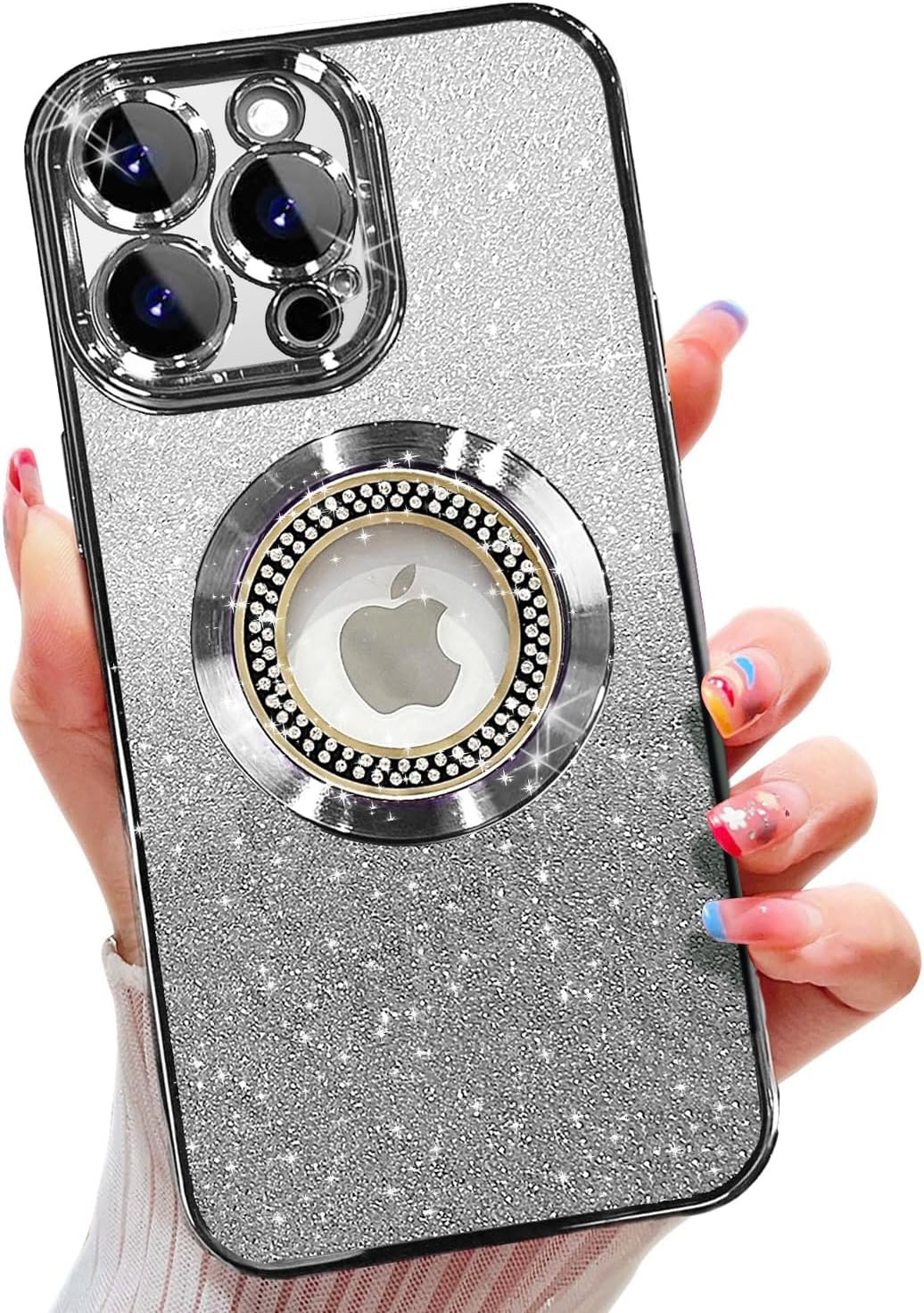 Case for Iphone 15 Pro, Compatible with Magsafe, with Camera Protection, Glitter Silicone Mobile Phone Case Compatible with Iphone 15 Pro, Shockproof, Scratch-Resistant, Cute Phone Case for Women And image number 2