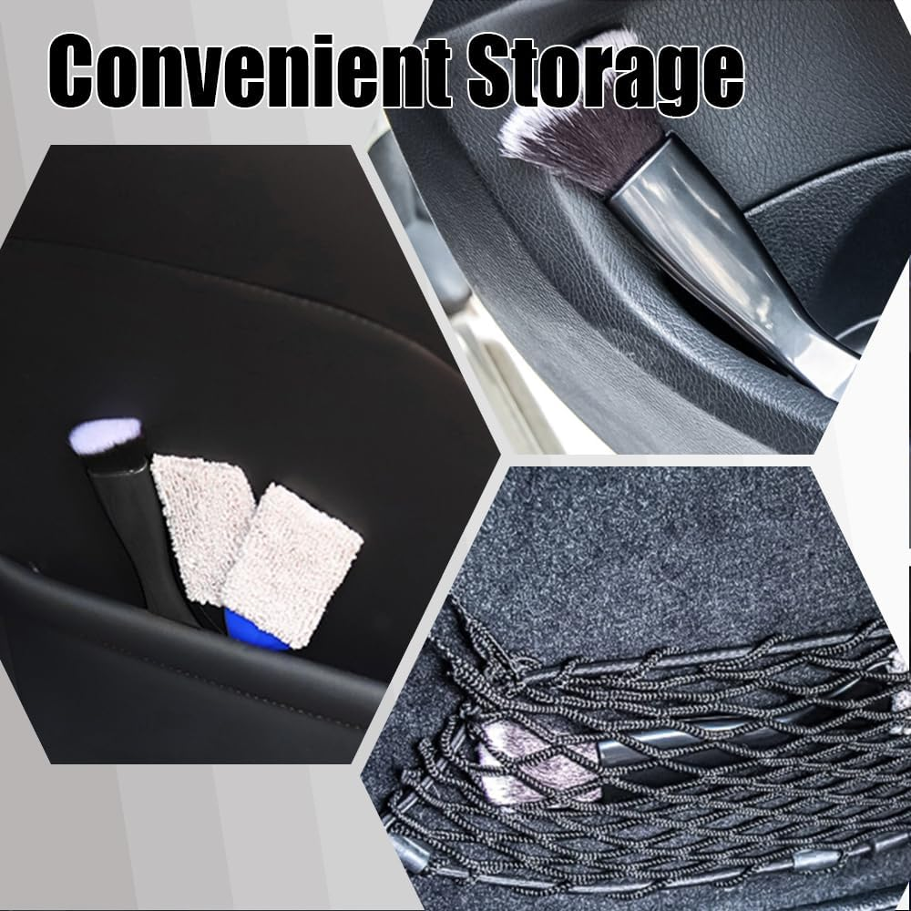 Double Head Brush for Car Clean, Car Detailing Brush, Car Interior Dust Brush, 2 in 1 Soft Portable Duster, Universal Car Interior Crevice Brush for Cleaning Panels, Air Vent, Dashboard (Blue) image number 1