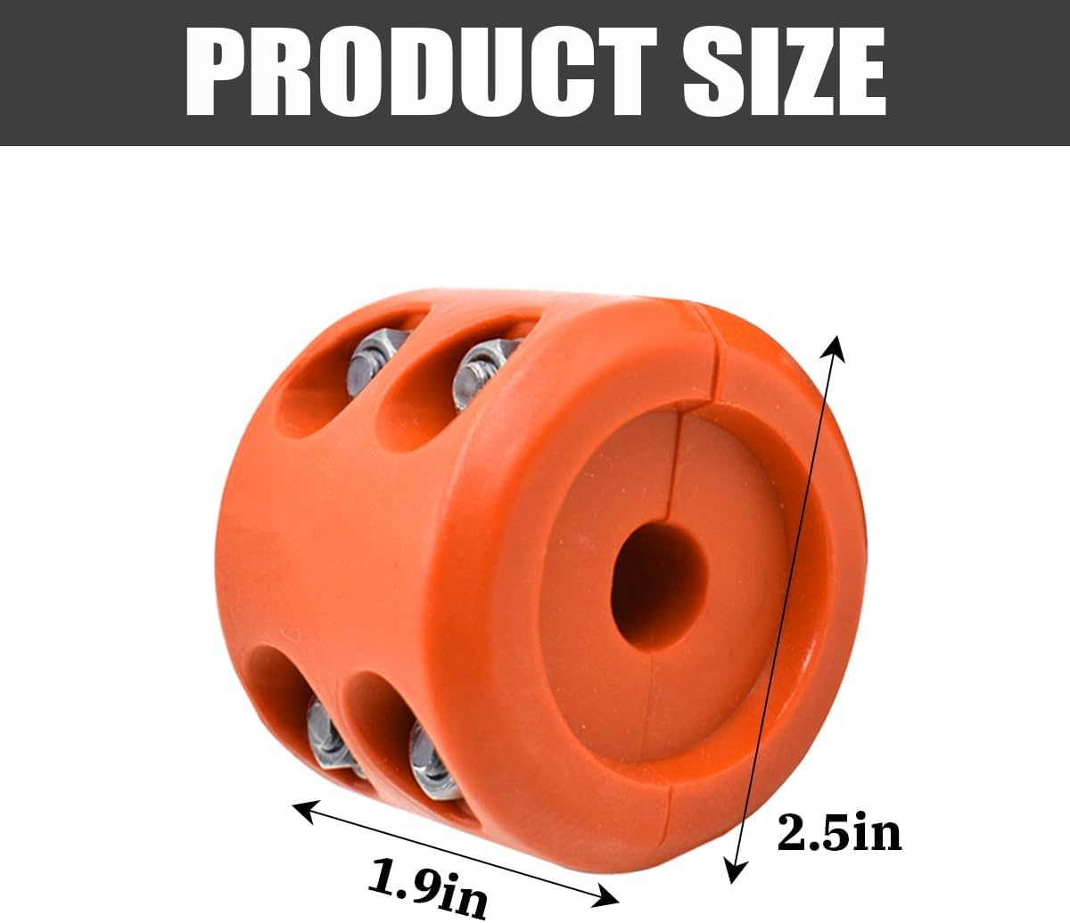 Car Rubber Winch Stopper for ATV UTV Truck, Cable Saver Hook Stopper Line for Synthetic Rope, Bump Shock Saver Dampener with Stainless Steel Screw and Nut, Quick Installation Tool (Orange) - Orange image number 4