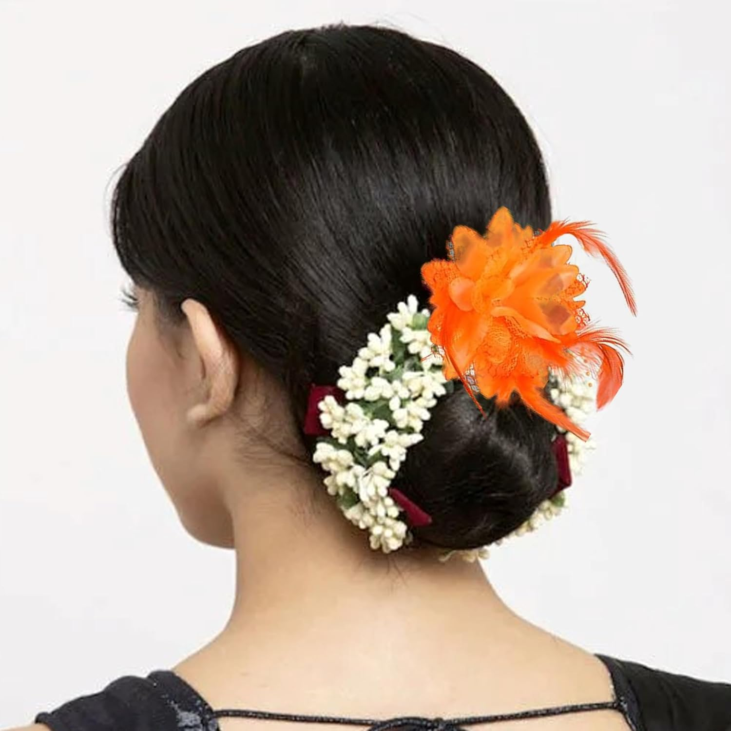 Pack of 2, Feather Flower Hair Clips, Orange Flowers 20S Hair Accessories, Women'S Feather Hair Clips, Cocktail Headwear, Women, for Carnival, Halloween, Cocktail, Wedding, Tea Party Accessories image number 6