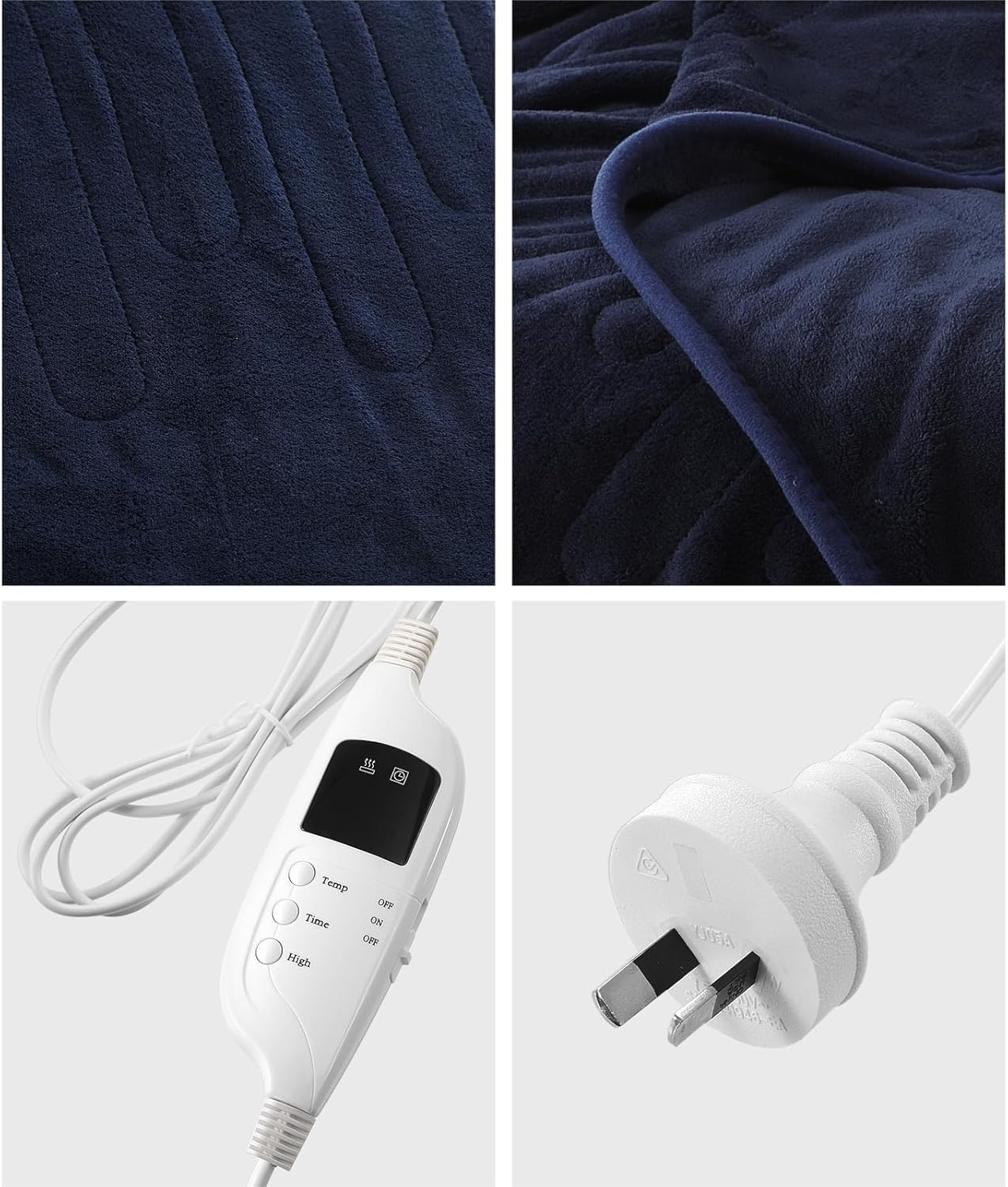 Electric Throw Rug with Flannel Fabric 9-Hour Timer Snuggle Blanket Overheat Protection Adjustable 9 Heat Washable Single Controler Navy Blue image number 1