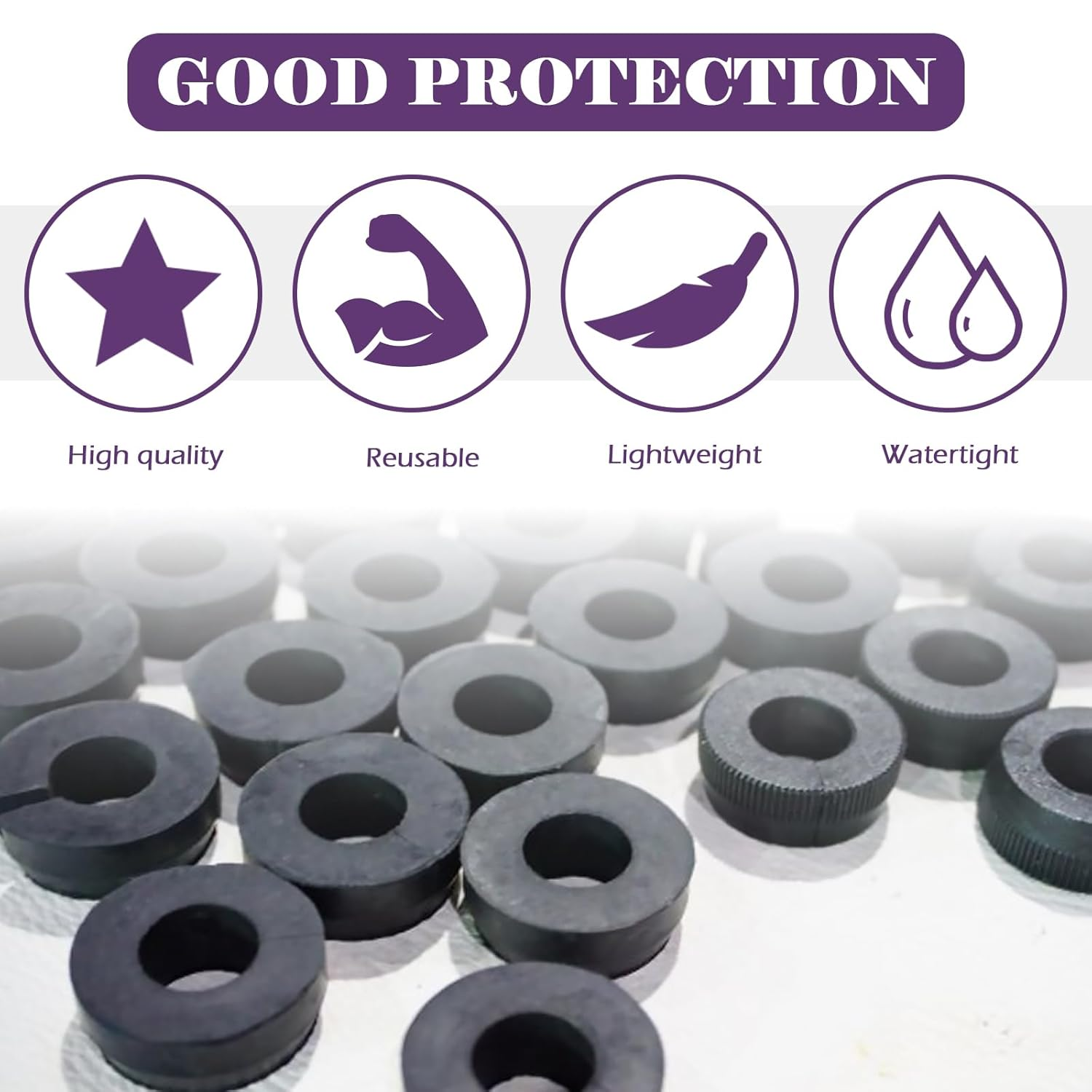 Swpeet 40Pcs 8 Sizes round Rubber Spacer Assortment Kit, 6/7/8/10/15/20Mm anti Vibration Black Rubber Washers Kit, Neoprene Spacer Multi Purpose Thick Rubber Grommets for Home and Car Accessories image number 1