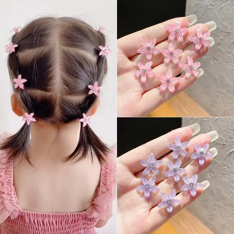 10PCS Wedding Bridal Hair Claws Girls Mini Hair Claw Clips Flowers Metal Hair Clips Women Bride Wedding Hairpin Rhinestone Hair Pins Pink