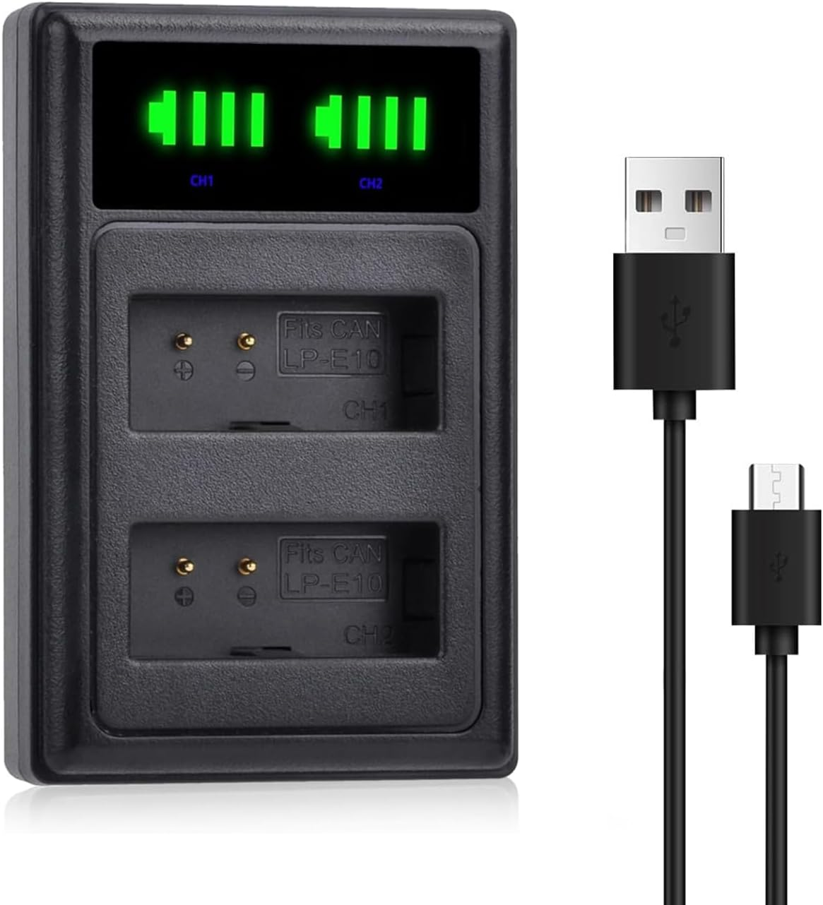 LP-E10 USB Dual Battery Charger LC-E10C LC-E10 LC-E10E Charger Compatible with Canon EOS Rebel T7,T6,T5,T3,T100,EOS 4000D,3000D,2000D,1500D, 1300D,1200D,1100D,Kiss X50,X70,X80,X90 image number 2