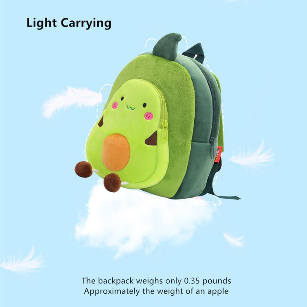 Yvechus Toddler Backpack Zoo Plush Mini Daypack Animal Cartoon Travel Bag for Baby Girl Boy - Avocado image number 4