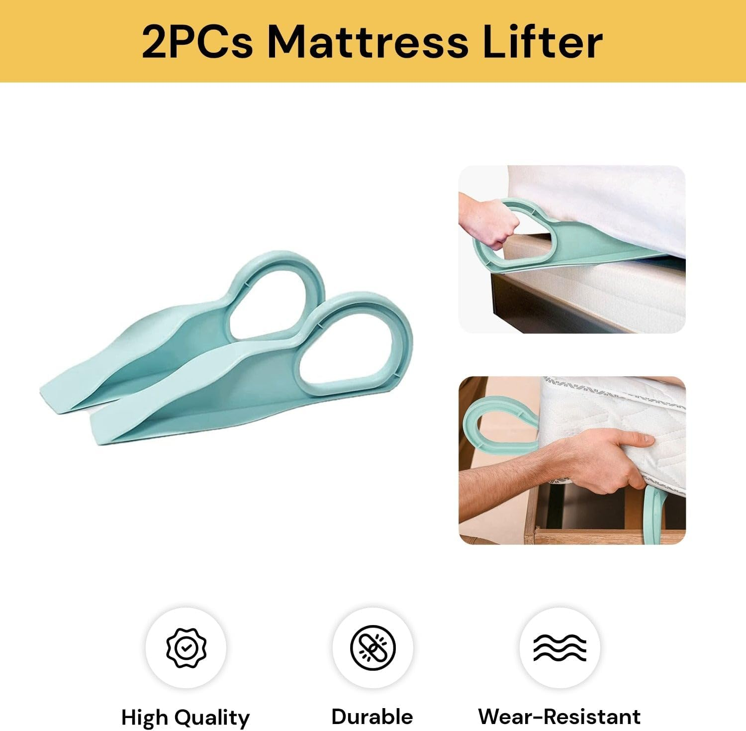 EZONEDEAL Mattress Lifter, Ergonomic Mattress Wedge Elevator, Bed Making & Mattress Lifting Handy Tool Alleviate Back Pain, Mattress Wedge Elevator-Light Blue image number 1