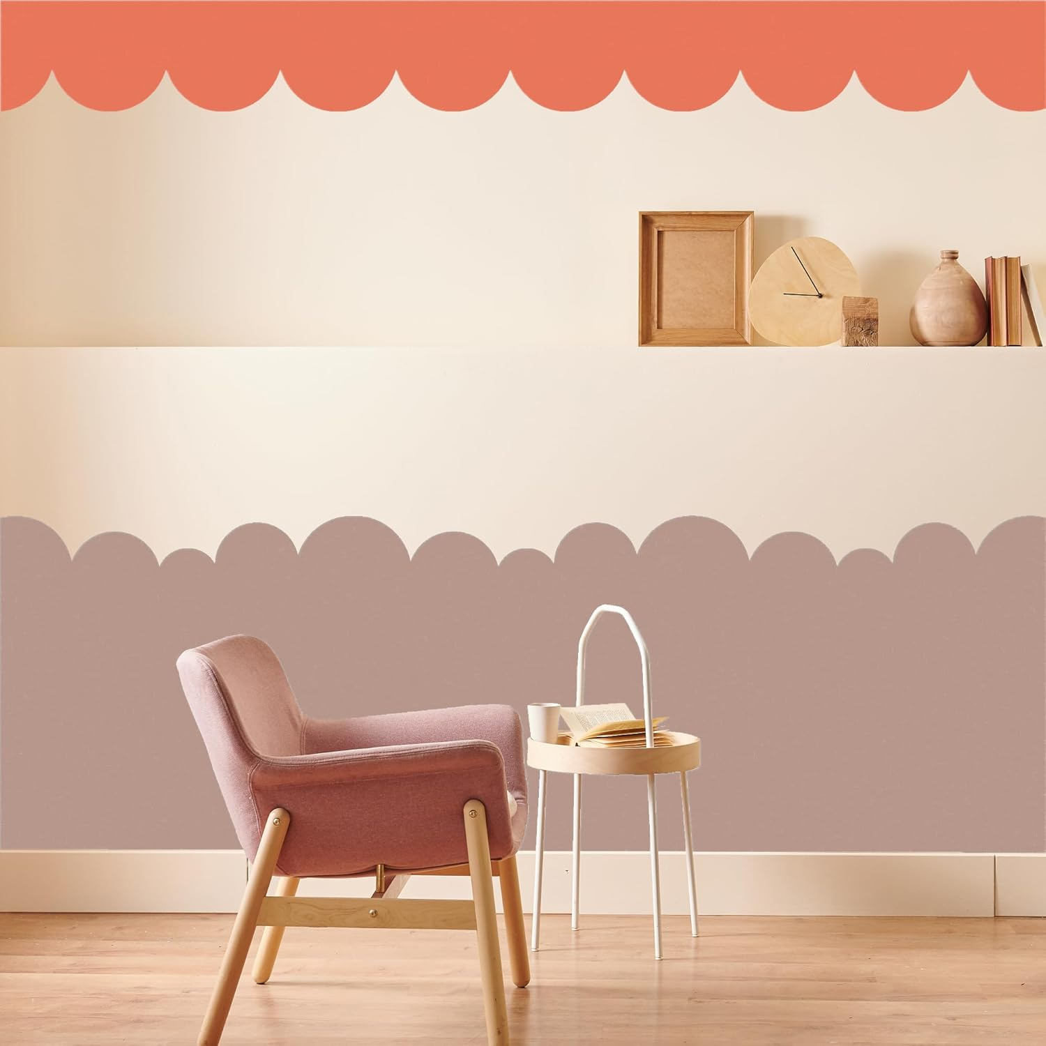 Scallop Border Wall Stencils Kit for Painting Large Pattern on Wall, Reusable Cloud Scallop Edge Template for Nursery, Kids Bedroom Livingroom Home Scandinavian Boho Painting Wall D&eacute;cor image number 6