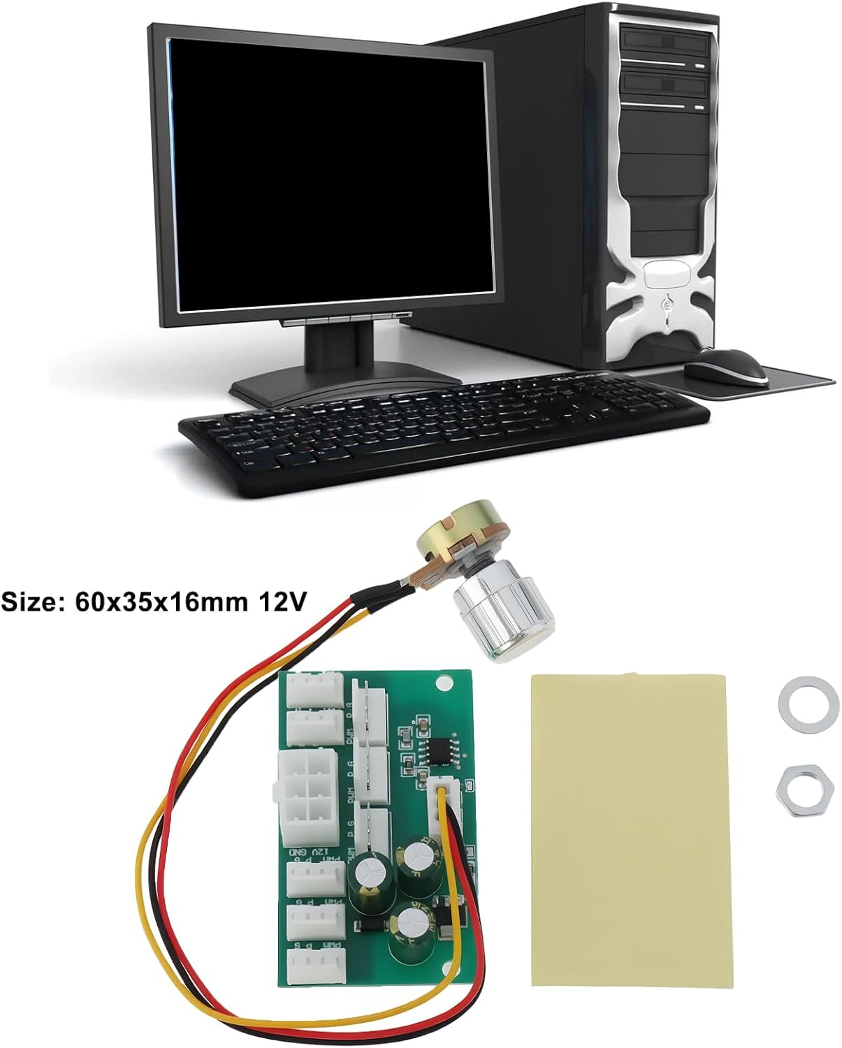 Create Idea 2Pcs 4-Pin 8-Way Fan Speed Controller 60X35X16Mm 12V for Computer image number 3