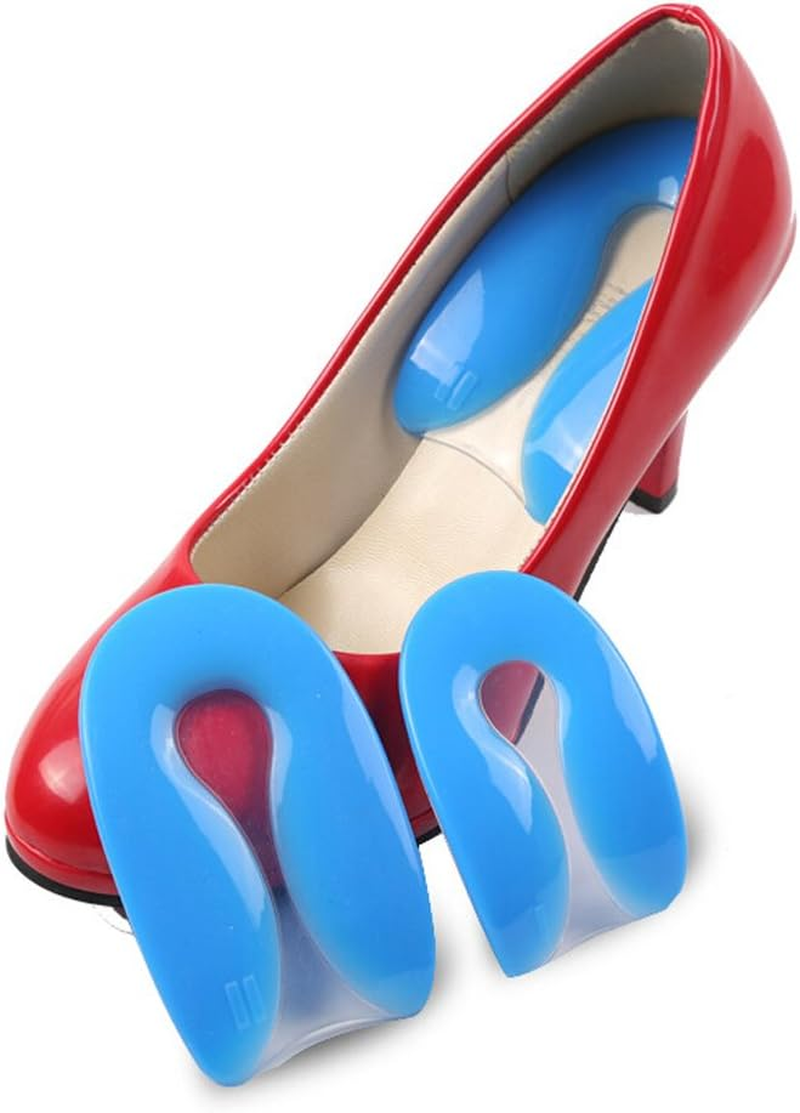 Elandy Silicon Gel U-Shaped Spur Cup Heel-Plantar Fasciitis Cushion Remission Correction U-Shaped Heel Pad S, M