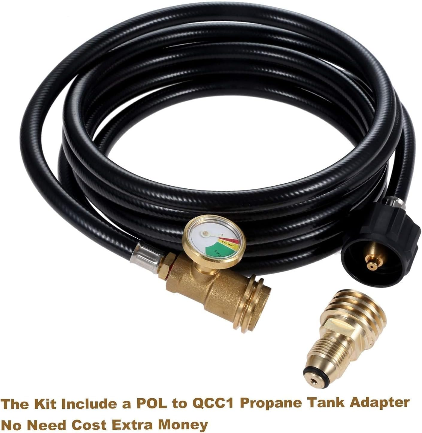 Dophee 12 FT Propane Tank Extension Hose - Universal Extension with Tank Adapter and Gauge, Leak Detector for Gas Grill, Heater and All Other Appliances image number 2