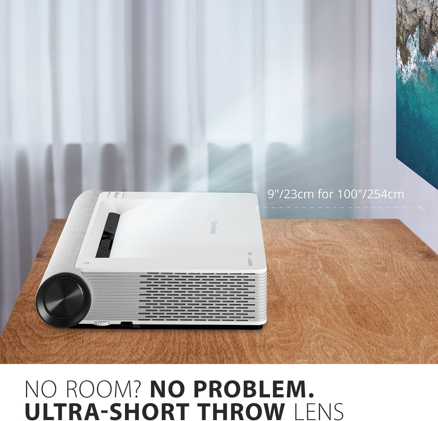 Viewsonic X2000L-4K Ultra Short Thorw Laser Projector with 4K UHD, 2000 ANSI Lumens, 0.22 Ultra Short Throw Ratio, Harman Kardon with Dolby/Dts Support, HDMI USB Wi-Fi Bluetooth Connectivity