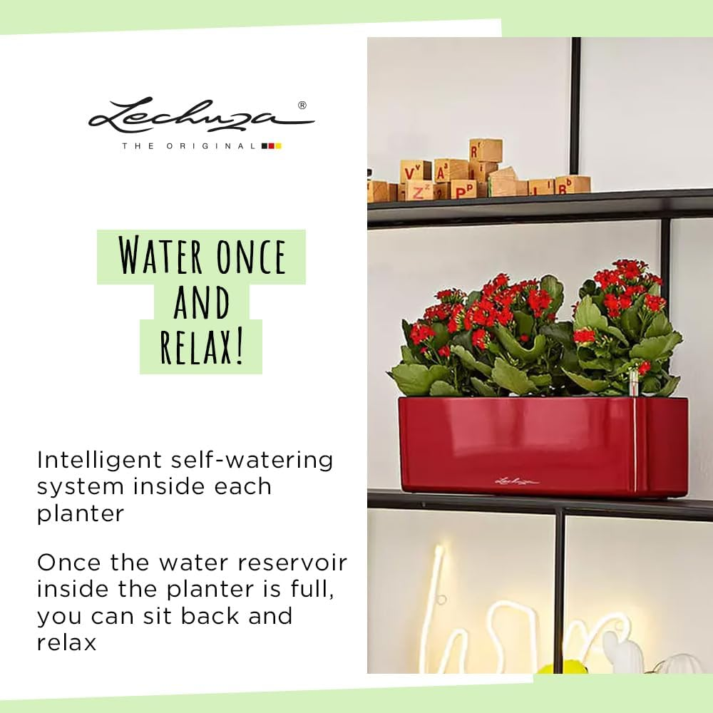 Lechuza Cube Glossy Triple Self-Watering Planter, Charcoal image number 3