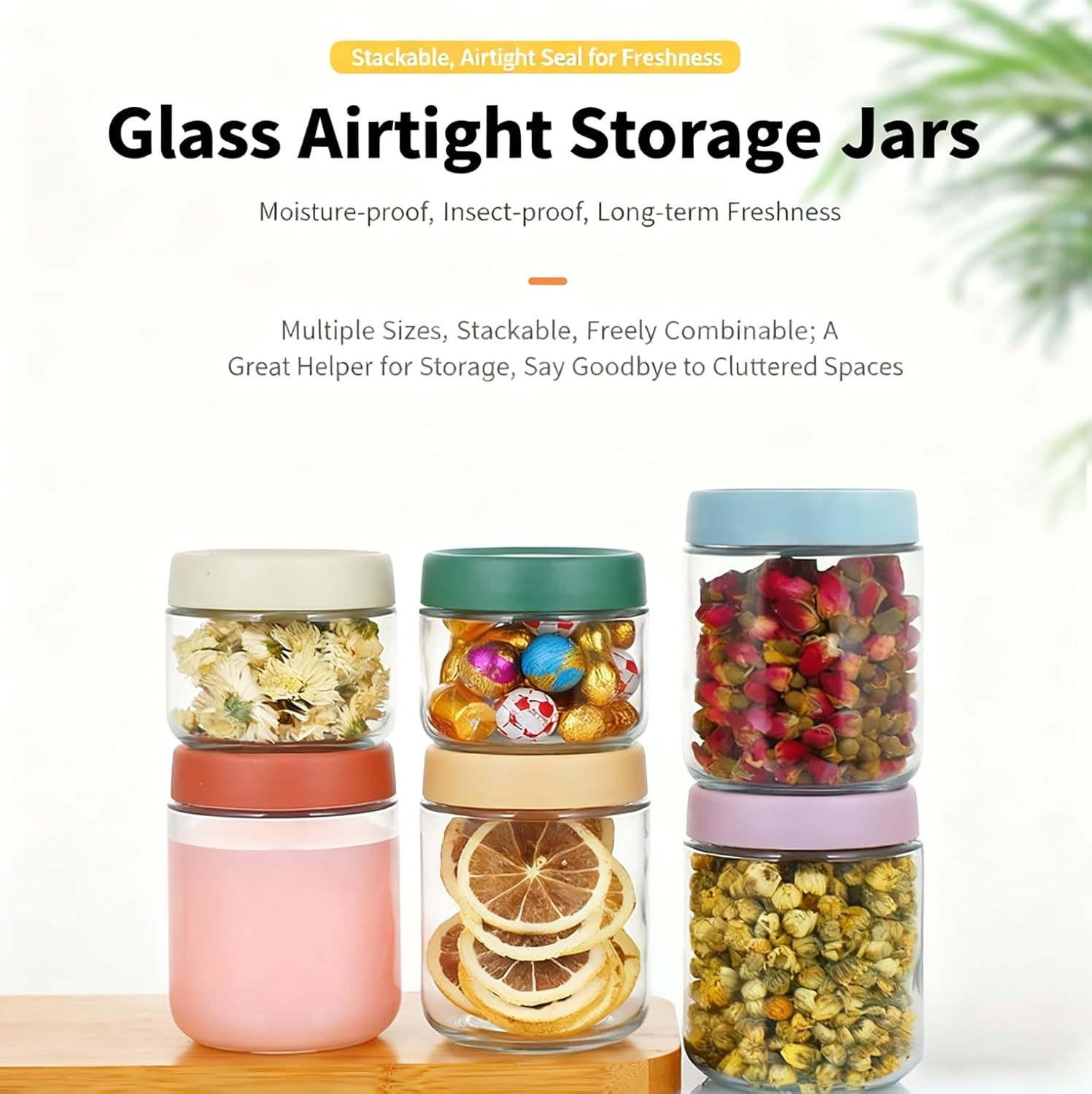 JYJOJO Small Glass Jars for Overnight Oats Salad Yogurt Pudding Cereal Candy Snacks Storage Containers Meal Prep Mason Jar with Airtight Lids,6 Pack(350 ML/12 Oz) image number 4