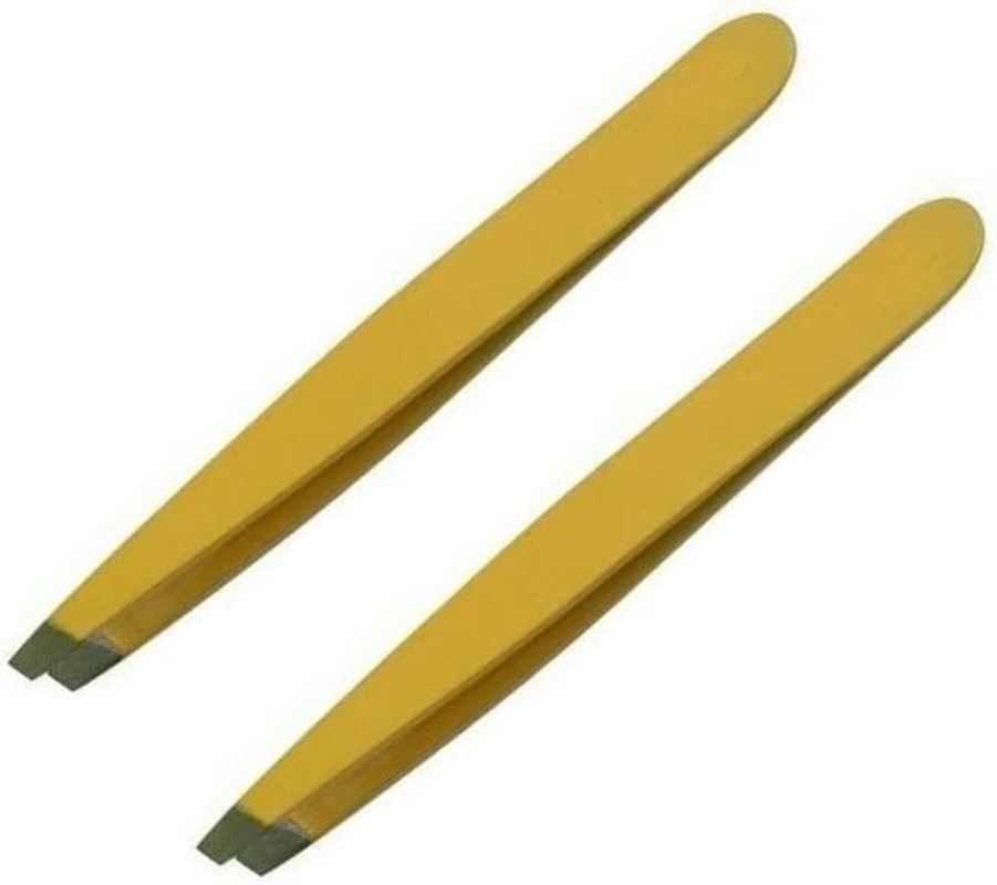 Professional Stainless Steel Eyebrow Tweezers &ndash; Precision Tweezer for Ingrown Facial Hairs &ndash; 2 Pcs Pack by DMX INTL (Red) - Blue image number 5