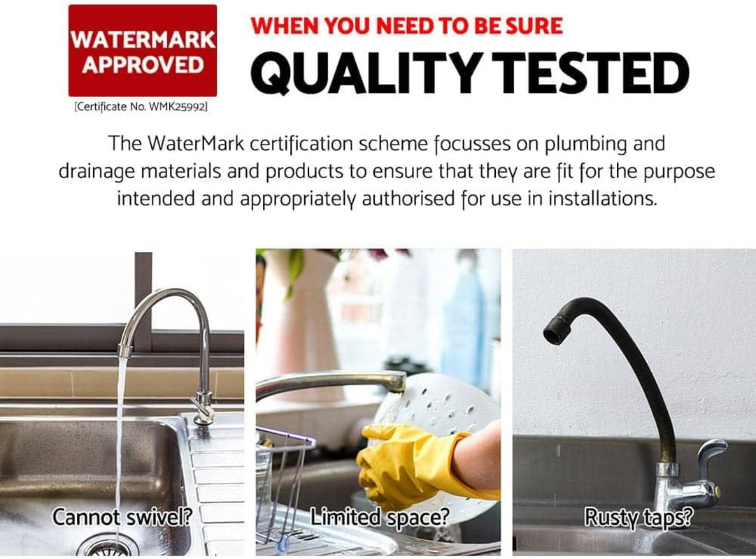 Cefito Kitchen Tap, 360&deg; Gooseneck Sink Mixer Taps Spray Head Rotating Faucet Water Aerator for Home Bathroom Laundry, Brass Body Hot and Cold Switch Silver image number 1