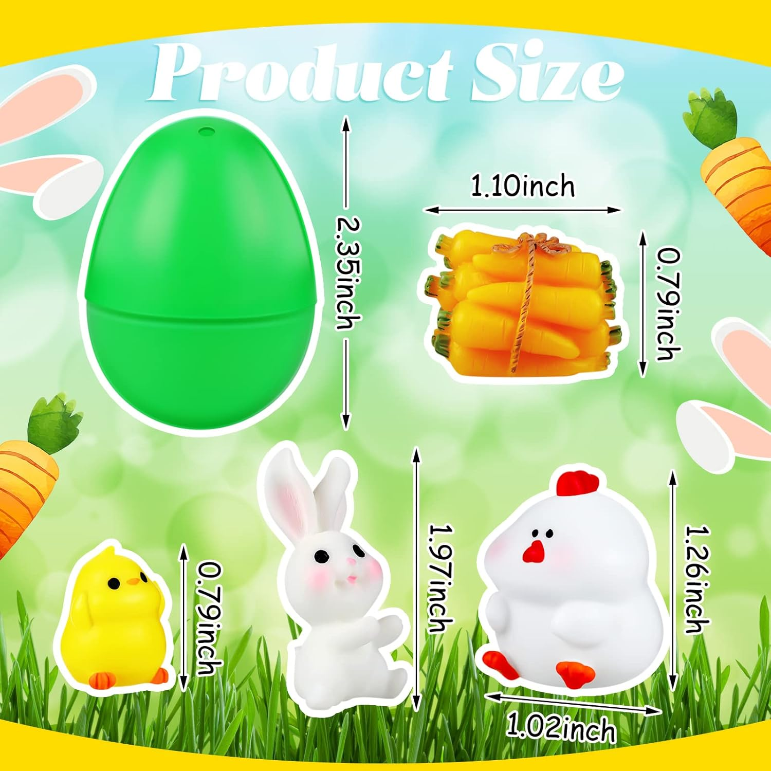 32 Pecies Mini Filled Easter Eggs Colorful Easter Eggs with Bunny Toy Chick Bunny Miniature Figures Surprise Egg for Kids, Easter Basket Stuffers Party Favors