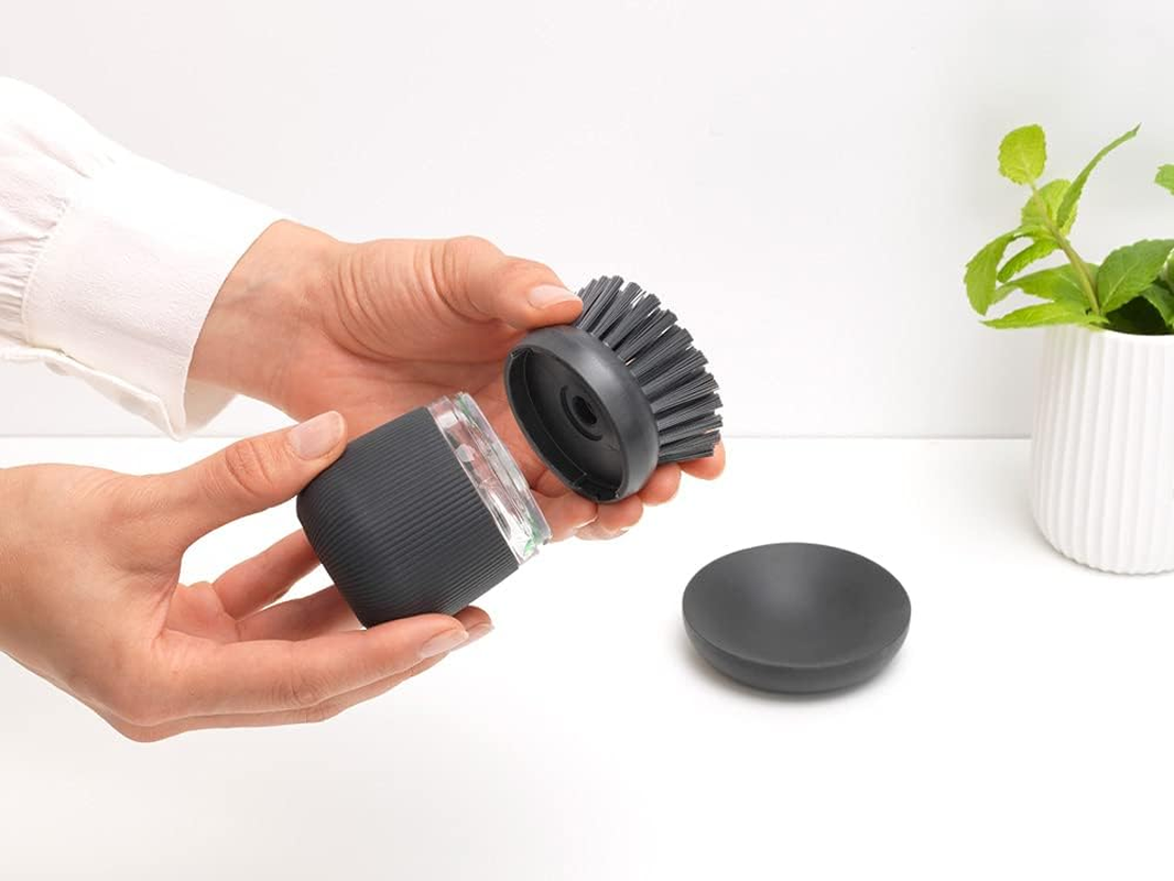 Brabantia Soap Dispensing Dish Brush, Dark Grey, One Size, 302626 - Light Grey image number 4