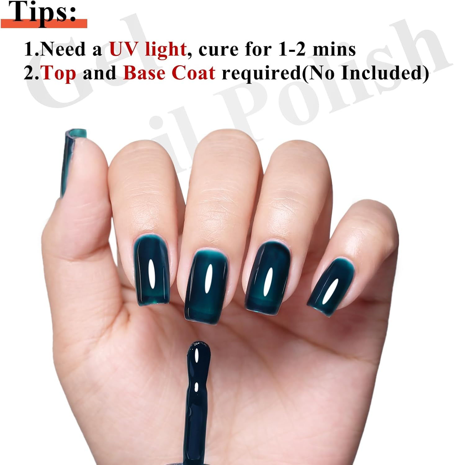 Aegean Blue Gel Nail Polish, 1 Pcs 0.5 Fl Oz Translucent Blue Green Gel Nail Polish Color Soak off Gel Polish Nail Art Manicure Salon DIY Nail Lamp Gel Nail Design Christmas Halloween Decoration image number 3
