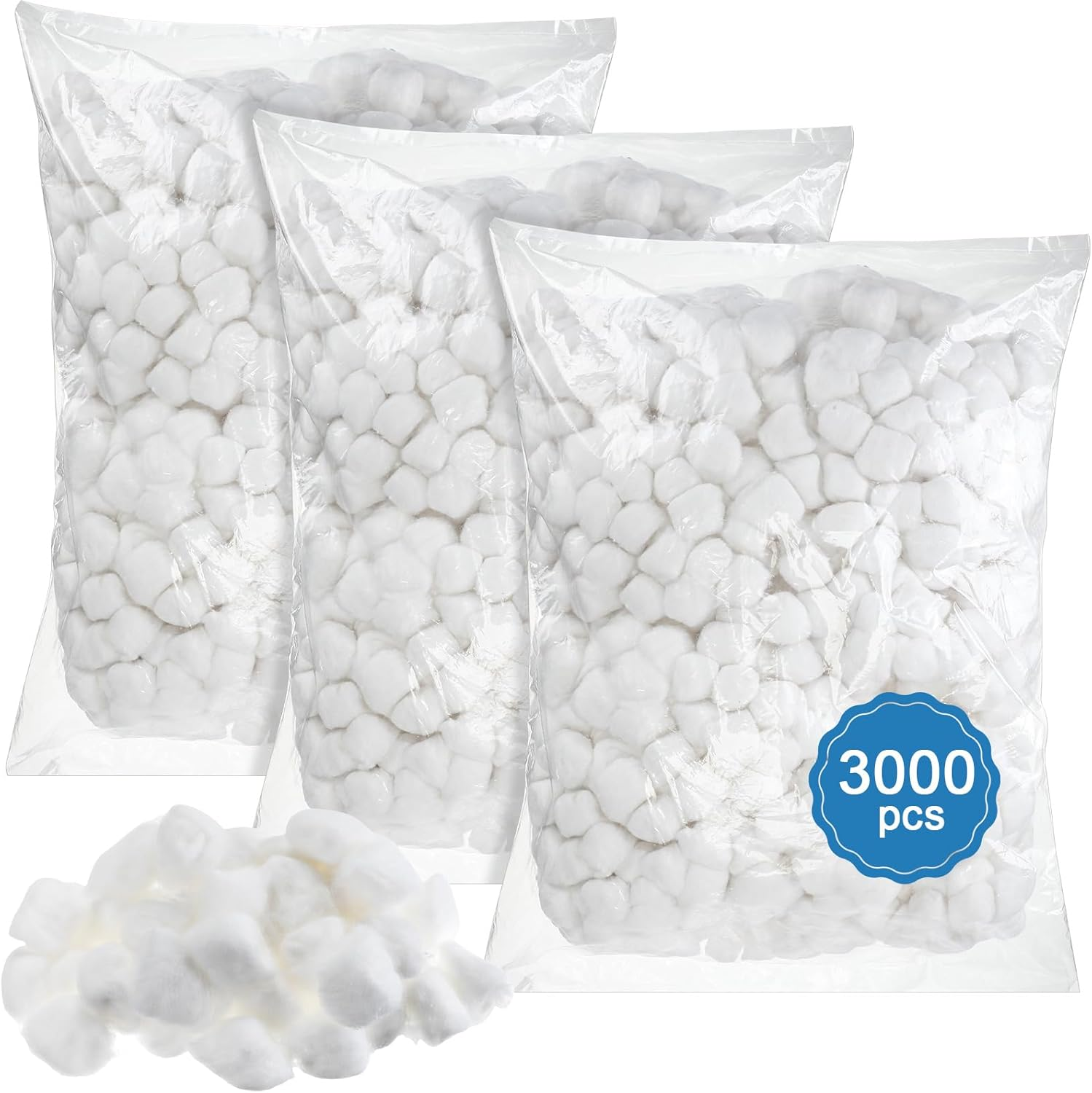 3000 Pcs Cotton Balls Bulk Medium Size Organic Pure Cotton Balls for Makeup Remover, Nail Polish Remover and More image number 3