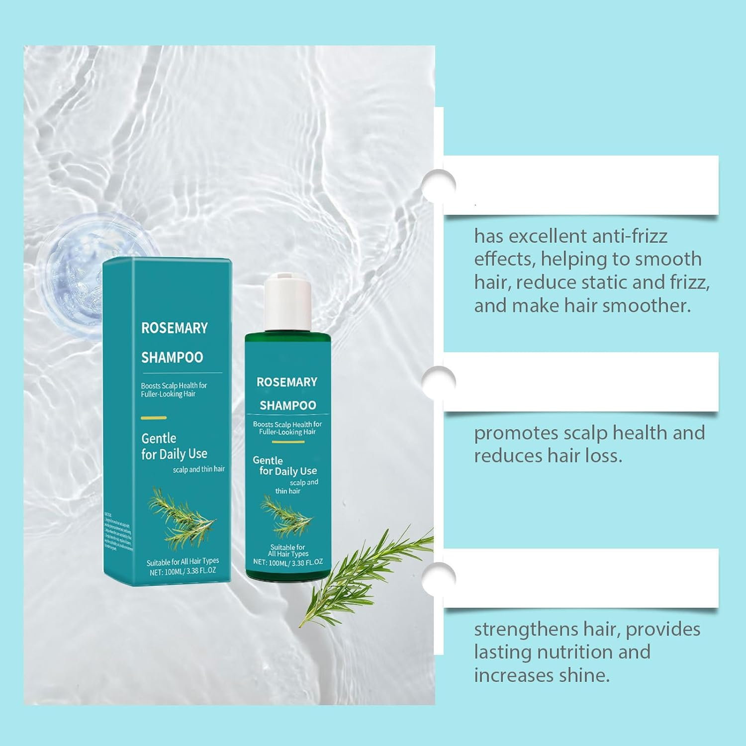 Rosemary Hair Growth Shampoo, Volumizing & Strengthening Shampoo for Fine Hair, Strengthening Hair Care Sha/Mpoo with Natural Rosemary Extract, Hydrating Sham/Poo Greasy, Itchy Scalp Care (1 PCS) - 2 Pcs image number 7