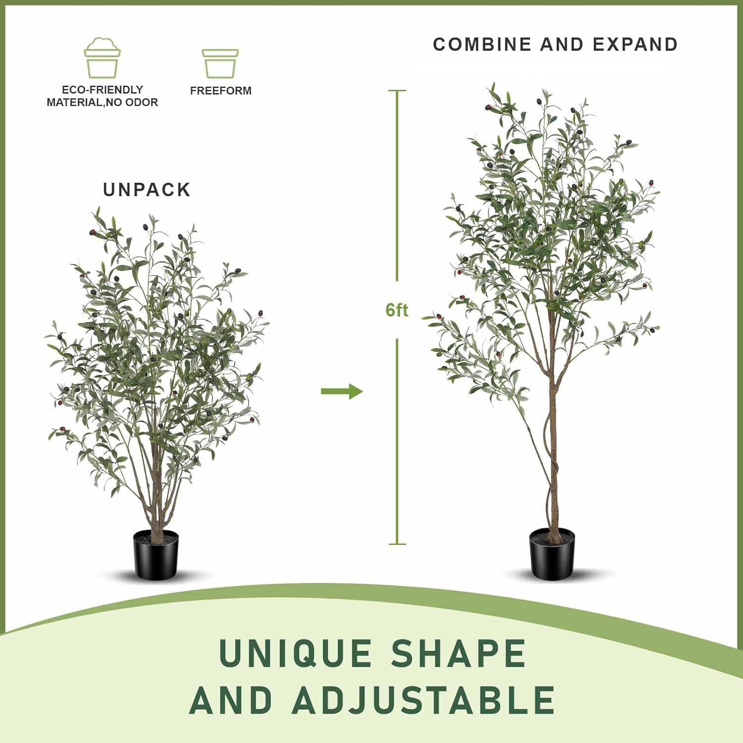 LYERSE Artificial Olive Tree, 6Ft, Fake Olive Tree with Natural Wood Trunk and Realistic Leaves, Indoor/Outdoor Decor image number 2