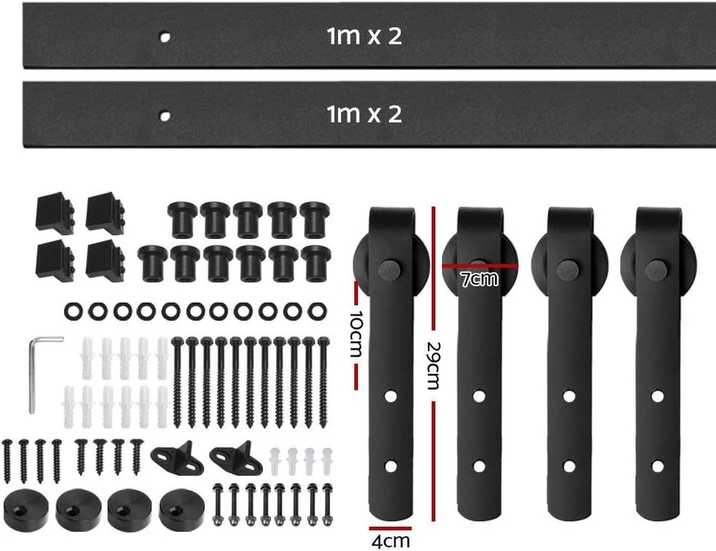 Cefito Sliding Barn Door Hardware, 4M Bypass Barns Doors Rail Track Slide Gate Roller Kit Wall Mount for Home Office Bedroom Garage, Carry up to 240Kg Smooth Black image number 5