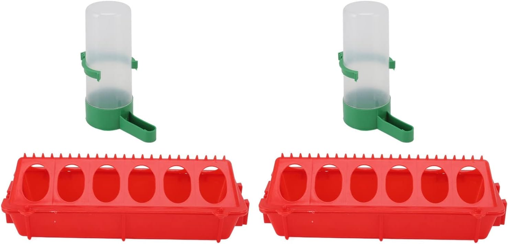 2 Sets, Chicken Trough for Poultry Equipment Feeders Birds (L Waterer 140ML) image number 2