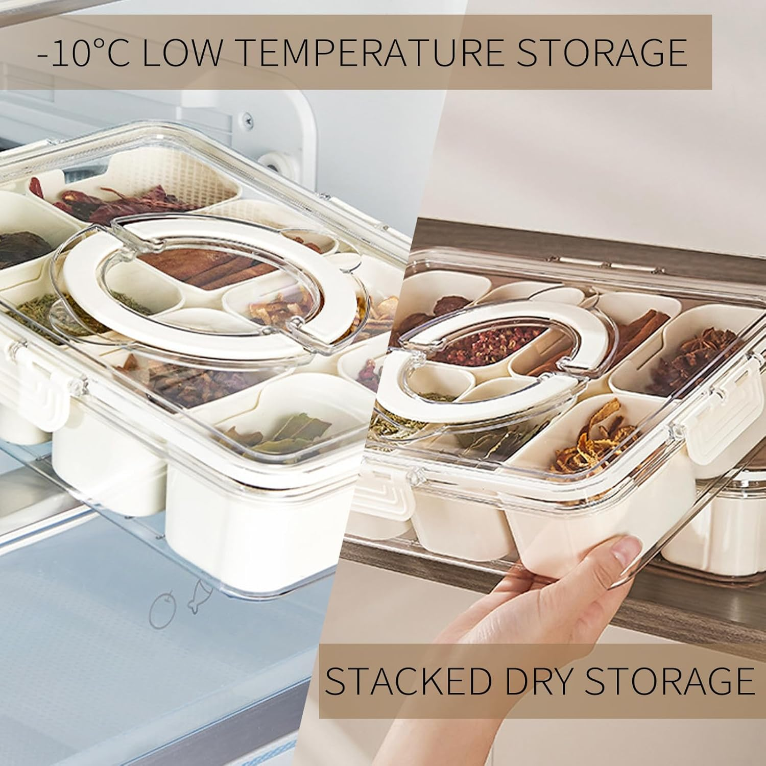 Dishwasher Safe Snack Box Container, 8 Compartments Storage Containers with Airtight Lid & Handle - Clear Snack Divided Serving Tray for Veggie, Candy and Nuts Organizer, Portable Platters (1) - 2 image number 4