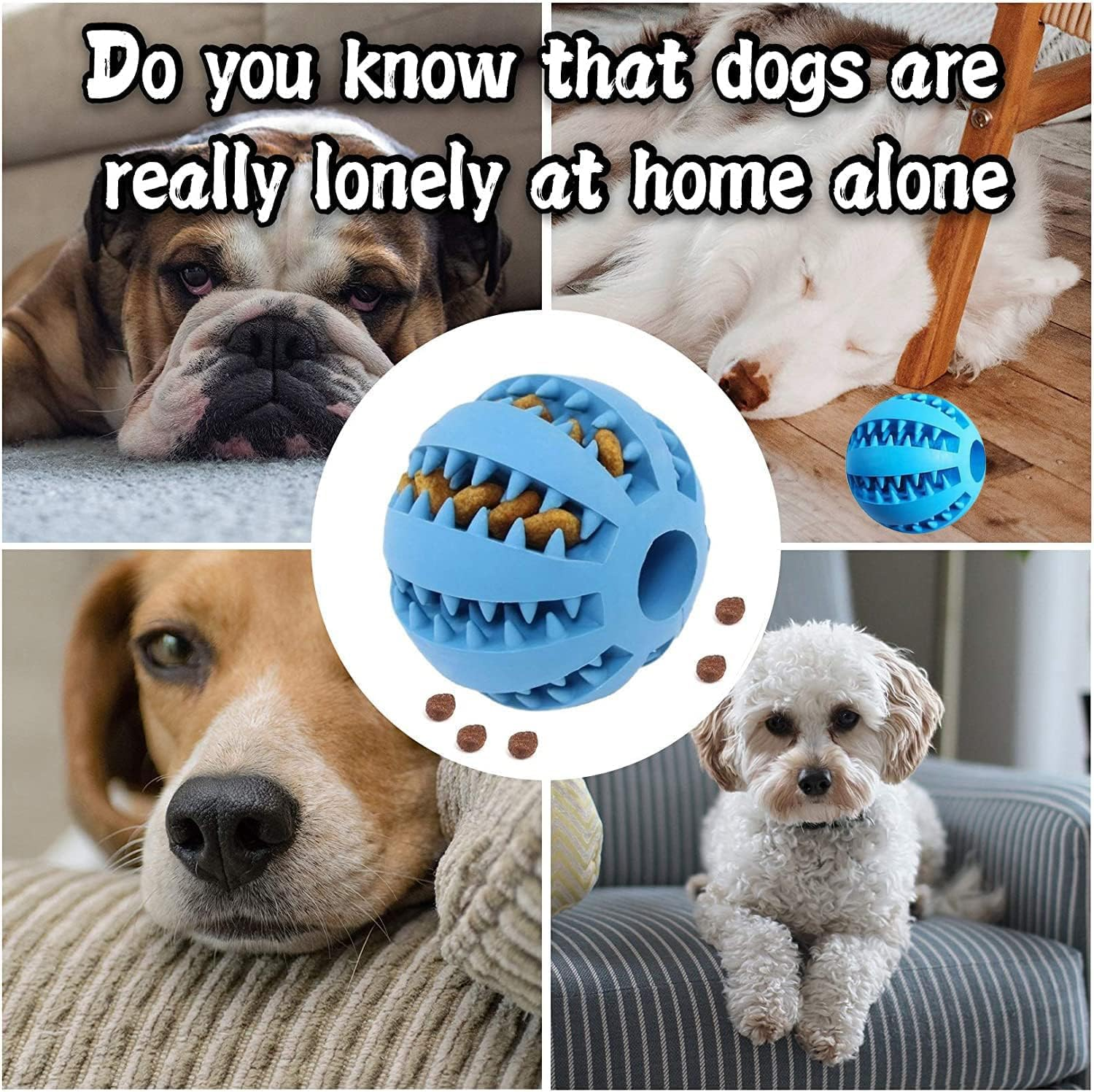 Mumoo Bear Treat Dispenser Dog Toy Ball | Interactive Dog Toys for Boredom | Dog Puzzle Toy | Stimulation Toy (7Cm/2.75 In, Dark Blue, 1 Pack) image number 5