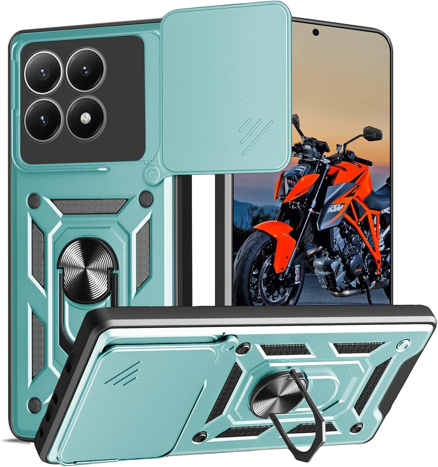 Case for Samsung S26, Camera Protection with Slide Camera, Armour Protective Case with 360 Degree Ring, Metal Holder Magnetic Stand, Silicone Shockproof Mobile Phone Case, Rose Gold