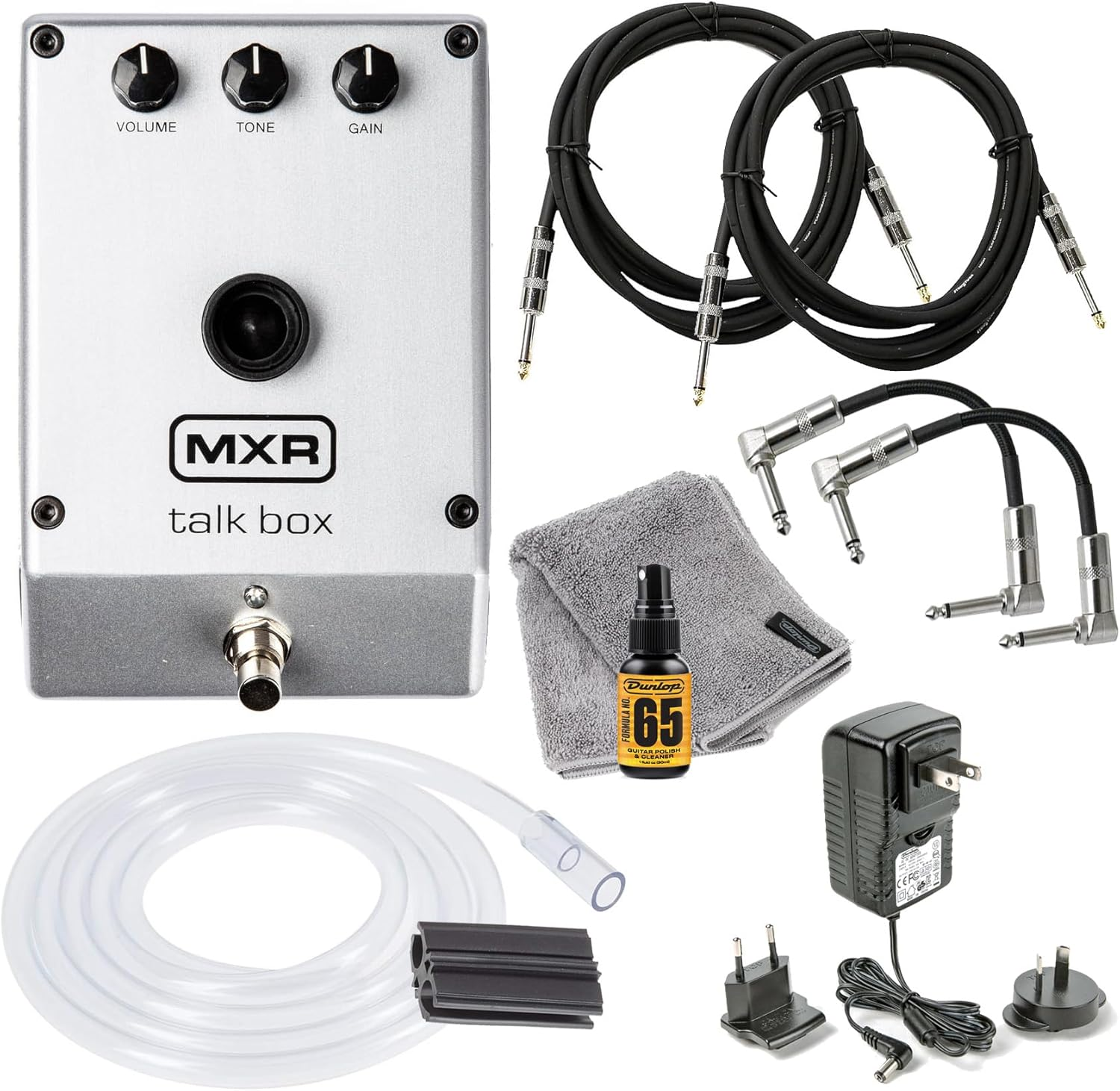 MXR M222 TALK BOX Effects Pedal Voicebox for Guitar, Keyboard and Other Instruments with Tonebird 2-Cable, 2- Patch Cable, Dunlop Plush Cloth/Polish Bundle image number 4