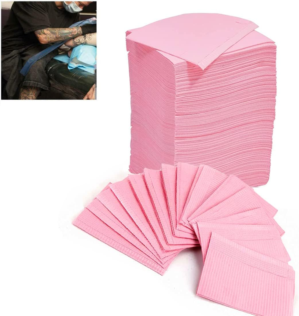 125Pcs Disposable Tattoo Clean Pad Tattoo Table Covers Clean Pad Patient Dental Napkins Beauty Tattoo Accessories Tattoo Bibs (125 Black)