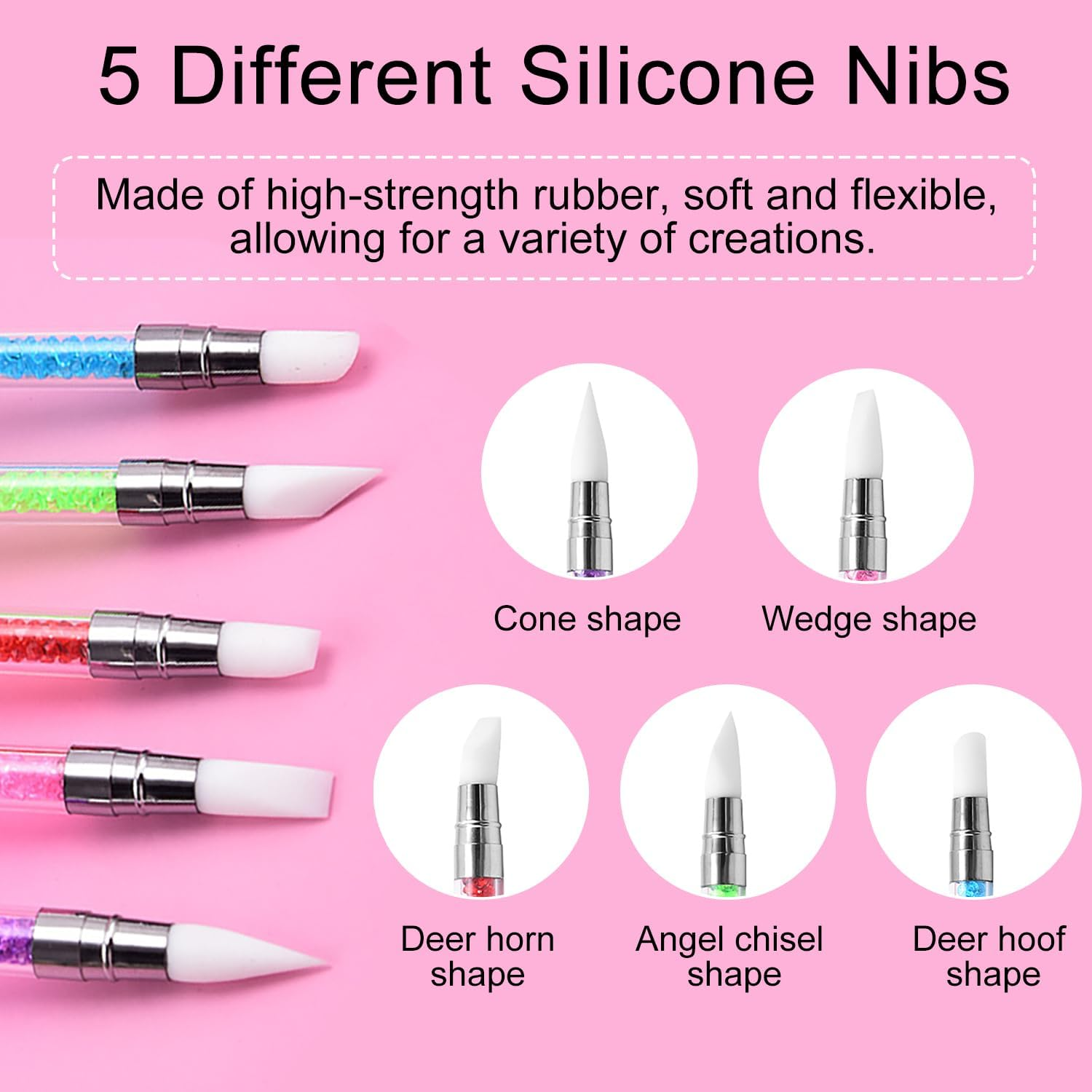 Icovalescent 5 Pieces Gel Nail Brushes, Nail Art Brushes Gel Sculpture Pen Pencil Tool for Nail Art Design Decoration Kit image number 5