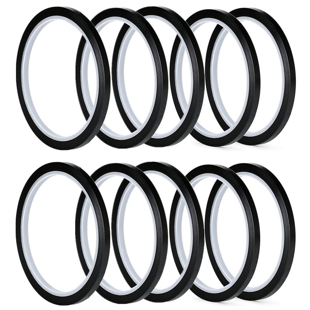 3Mm Whiteboard Tape, Black Whiteboard Tape, Wanfoou 10 Rolls 216Feet/66M Gridding Tape Graphic Chart Art Tape for Offices Whiteboard Marker Scrapbooks Line Charts Decor image number 2